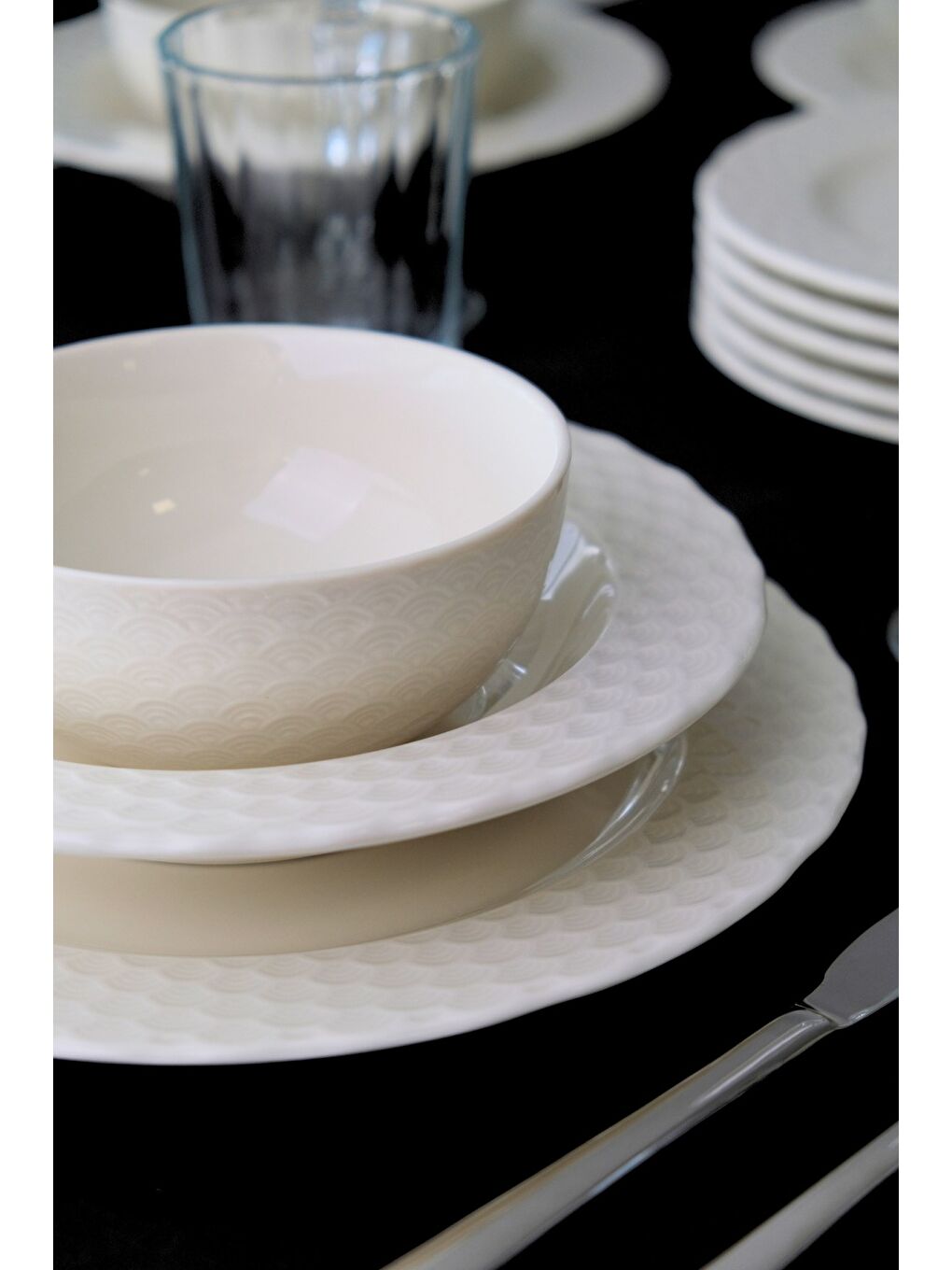 Ekru Costa Transparan Yemek Takımı 6 Kişilik 24 Parça COS24YK-2