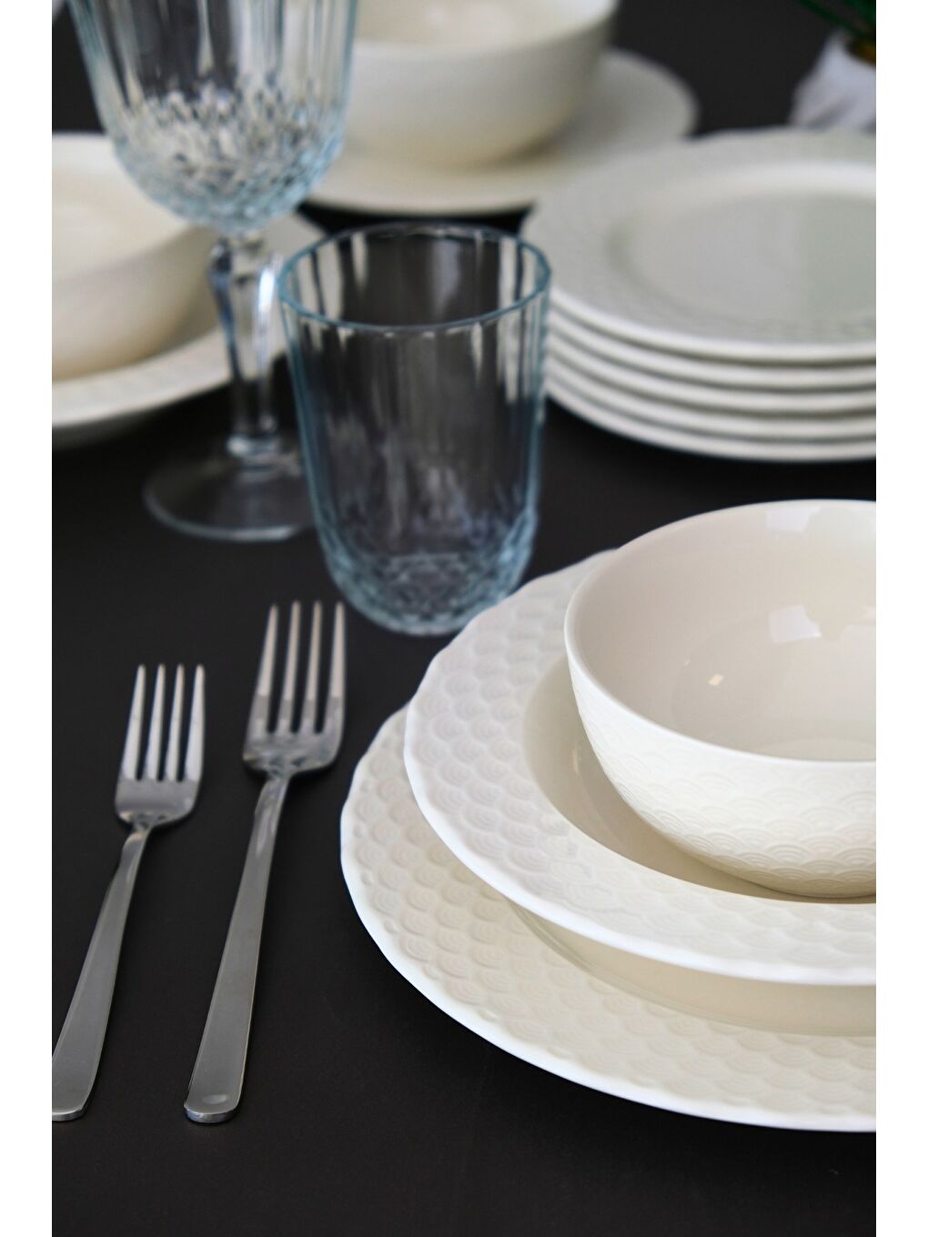 Ekru Costa Transparan Yemek Takımı 6 Kişilik 24 Parça COS24YK-6