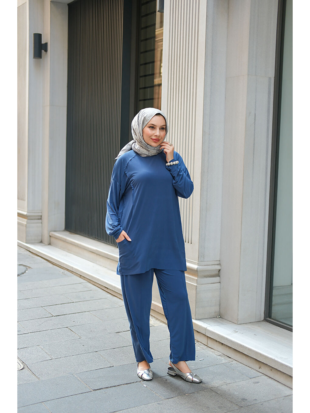 Kadın Parça Detay İkili Takım İndigo Mavi-1
