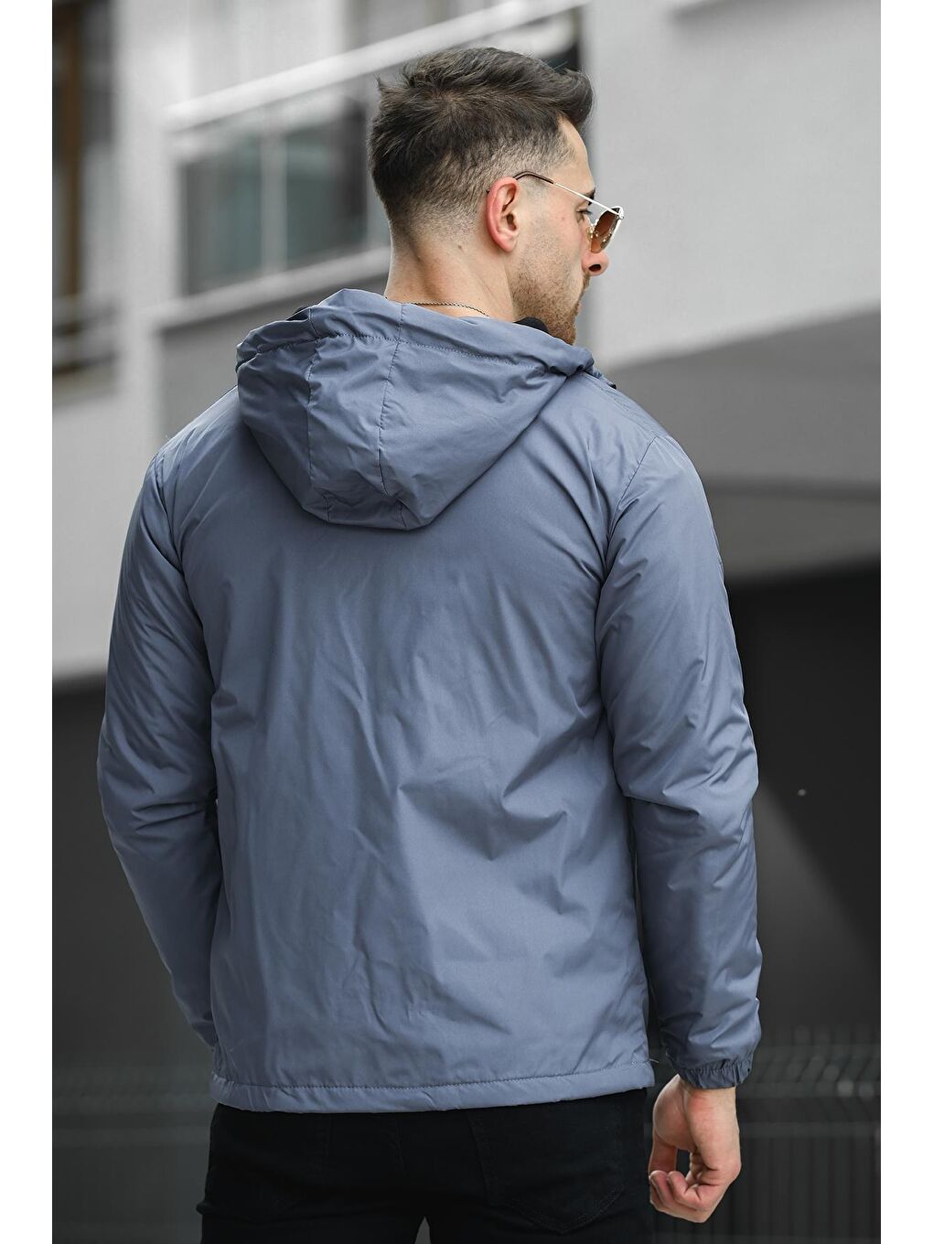 Antrasit Ettore Fermuarlı Detaylı İçi Polarlı Suya Dayanıklı Erkek Kapüşonlu Mont-3