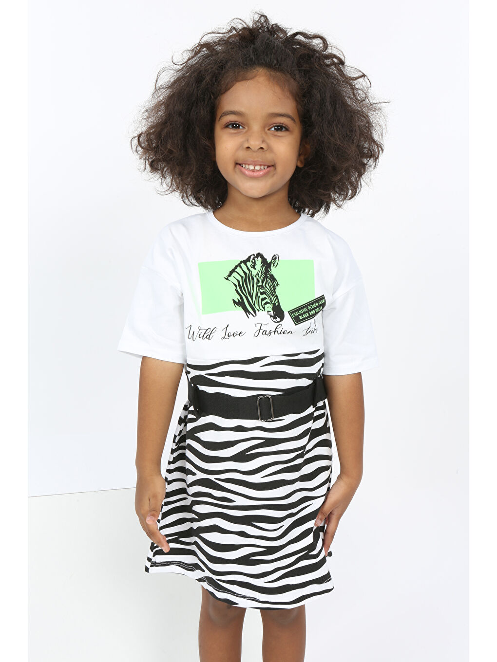 Toontoykids Beyaz Kız Çocuk Zebra Baskılı Elbise - 4