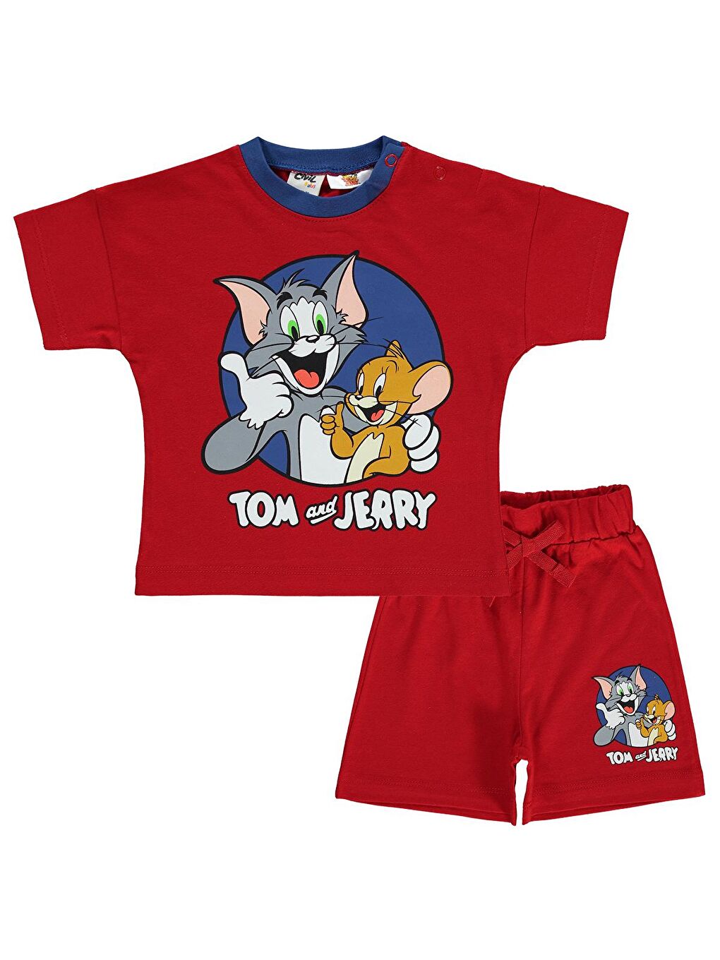 Civil Kırmızı Tom And Jerry Erkek Bebek Şortlu  Takım 6-18 Ay Kırmızı