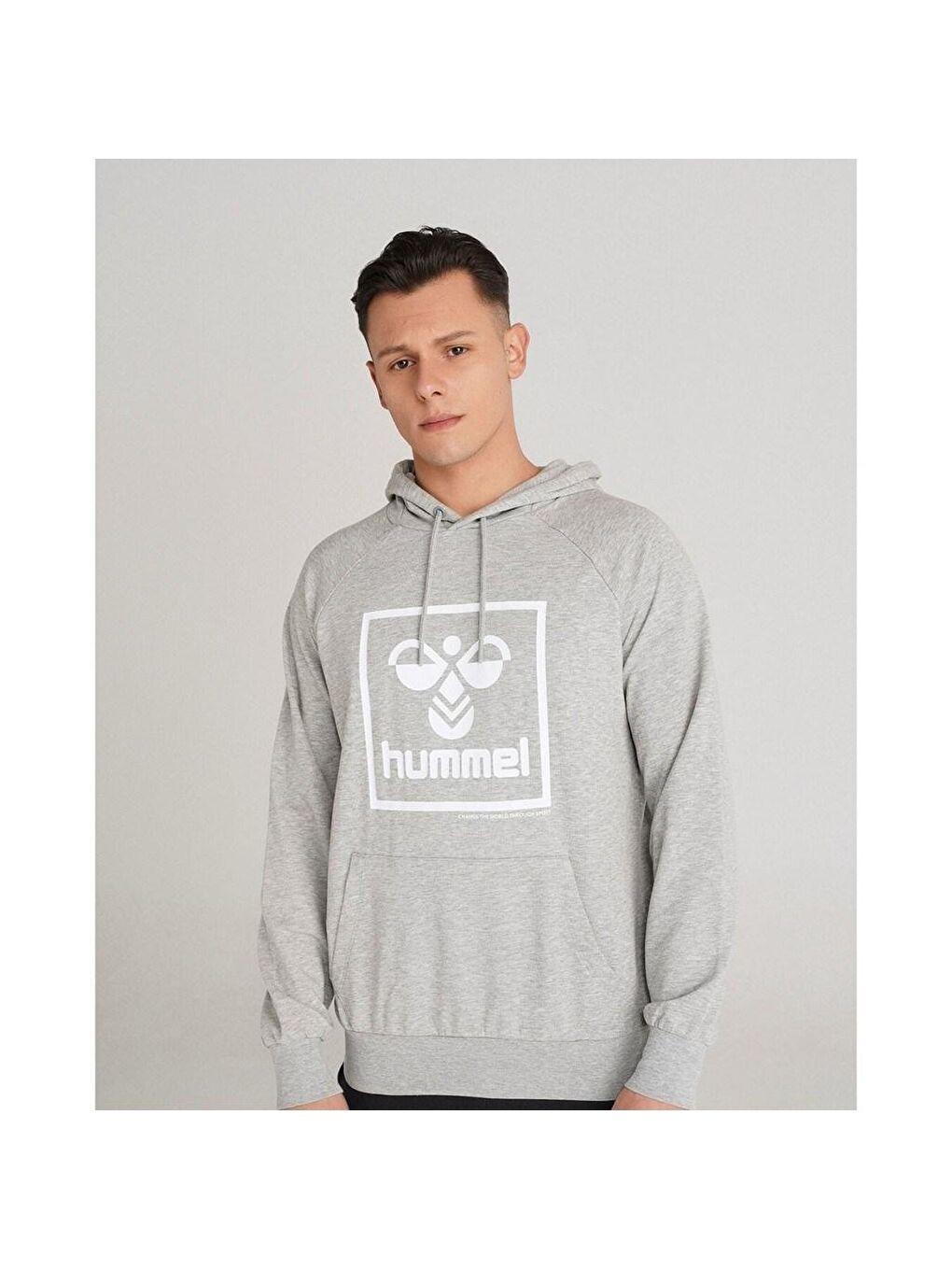 Hummel Gri T-Isam 2.0 Erkek Gri Baskılı Kapüşonlu Sweatshirt