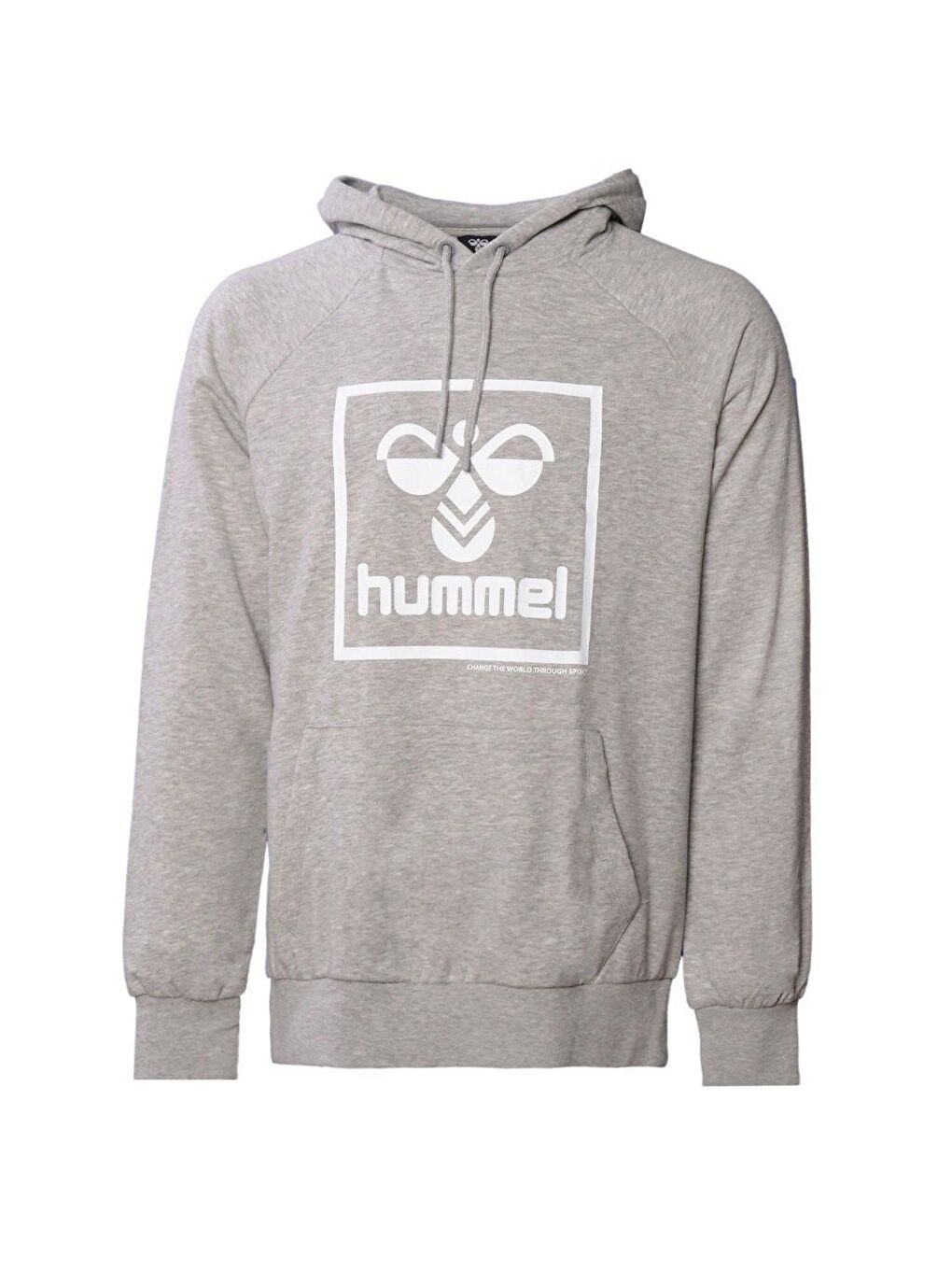 Hummel Gri T-Isam 2.0 Erkek Gri Baskılı Kapüşonlu Sweatshirt - 1