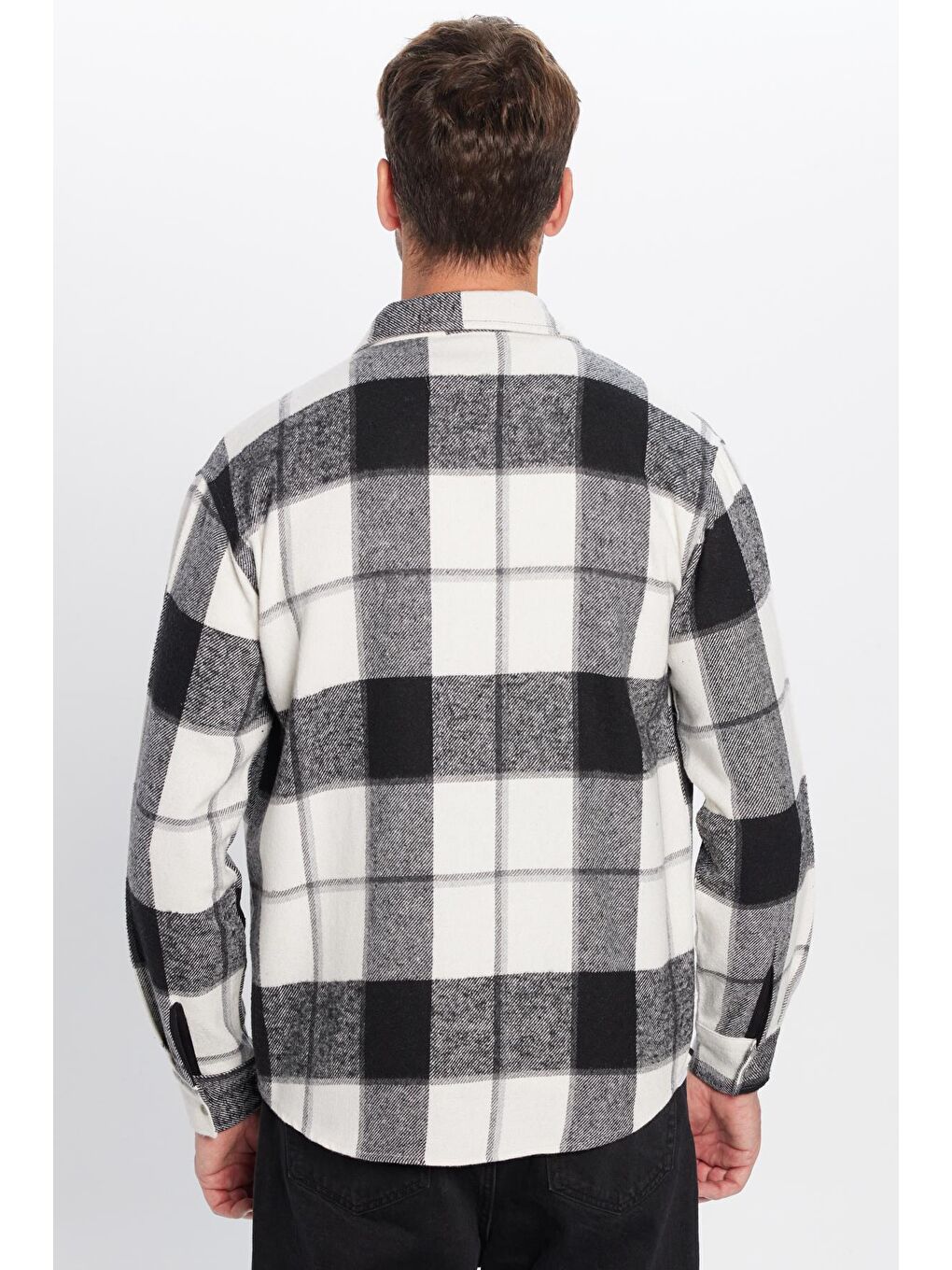 Karışık Erkek Relax Fit Rahat Kesim Oduncu Çift Cep Düğmeli Kareli Kışlık Gömlek-5