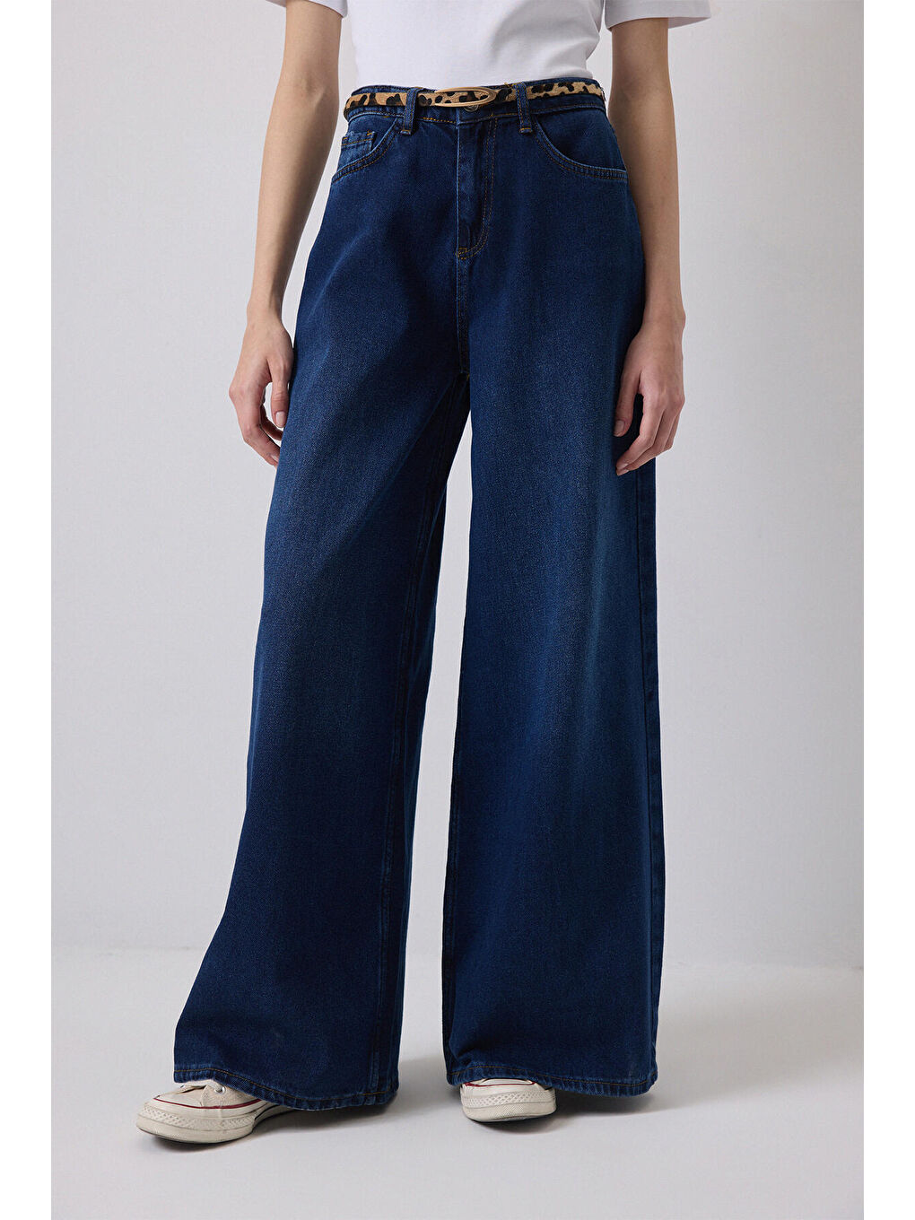 Mavi Bol Paça Denim Pantolon-1