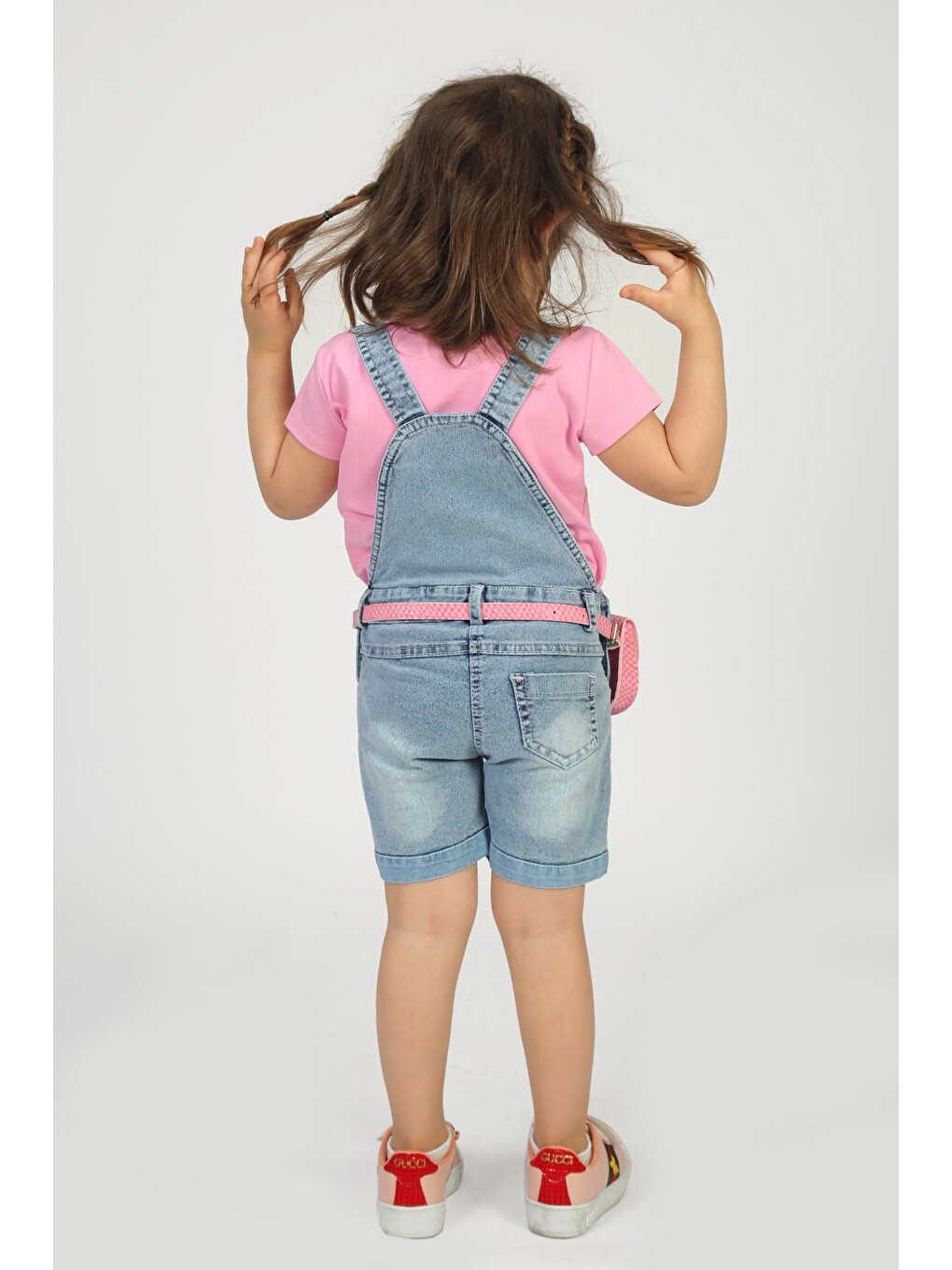 Pembe Kız Bebek Salopet Çantalı Gitar Nakışlı Jean-1