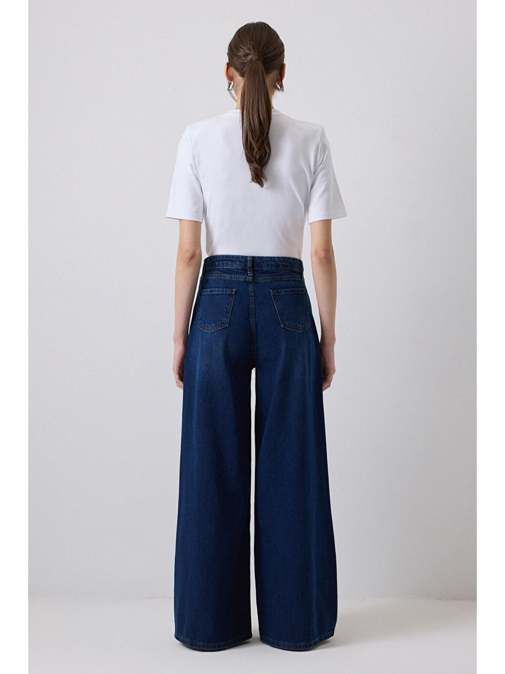 Mavi Bol Paça Denim Pantolon-3