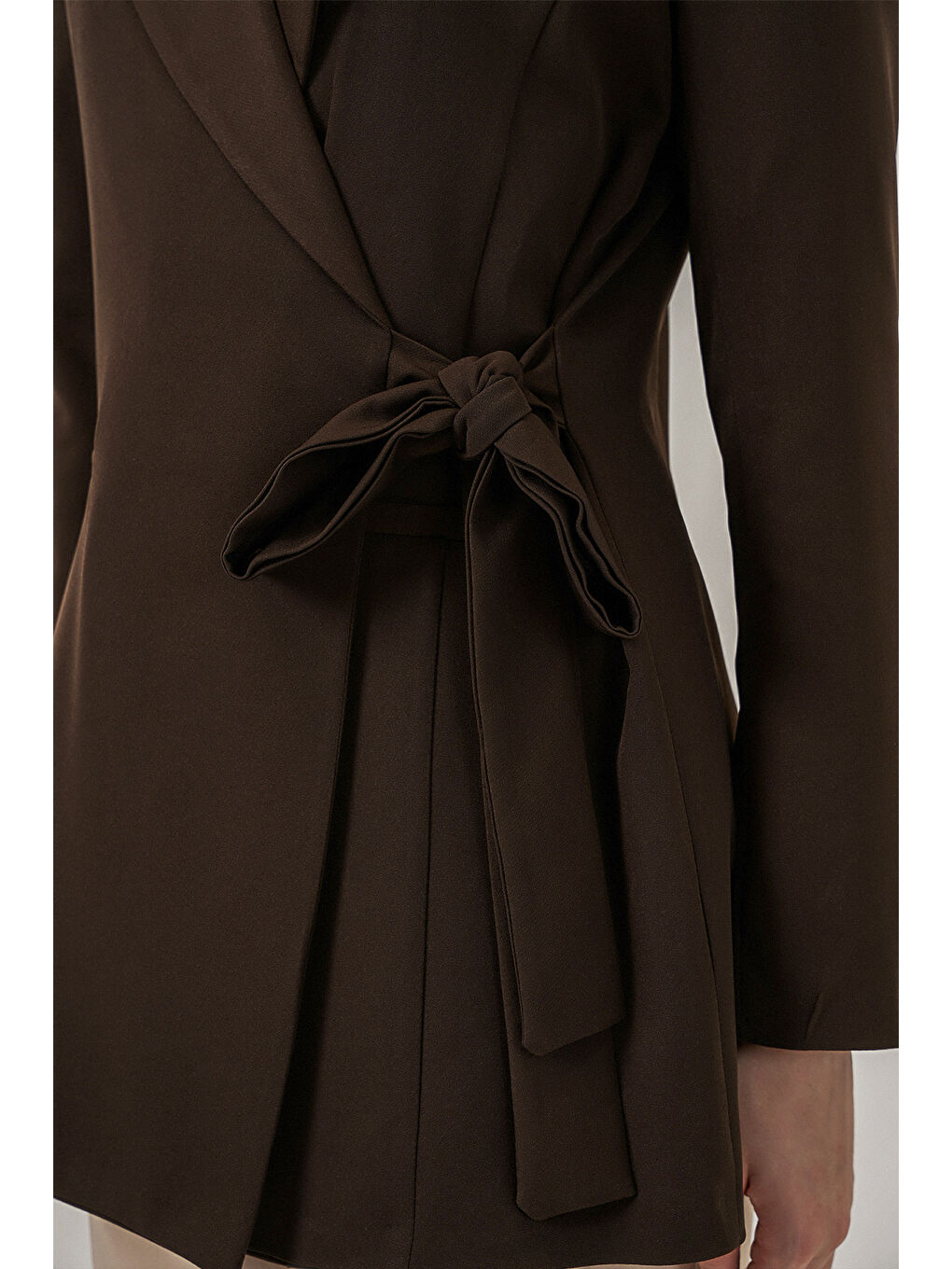 Kadın Yandan Bağlamalı Blazer Ceket 0750 - Kahverengi-4