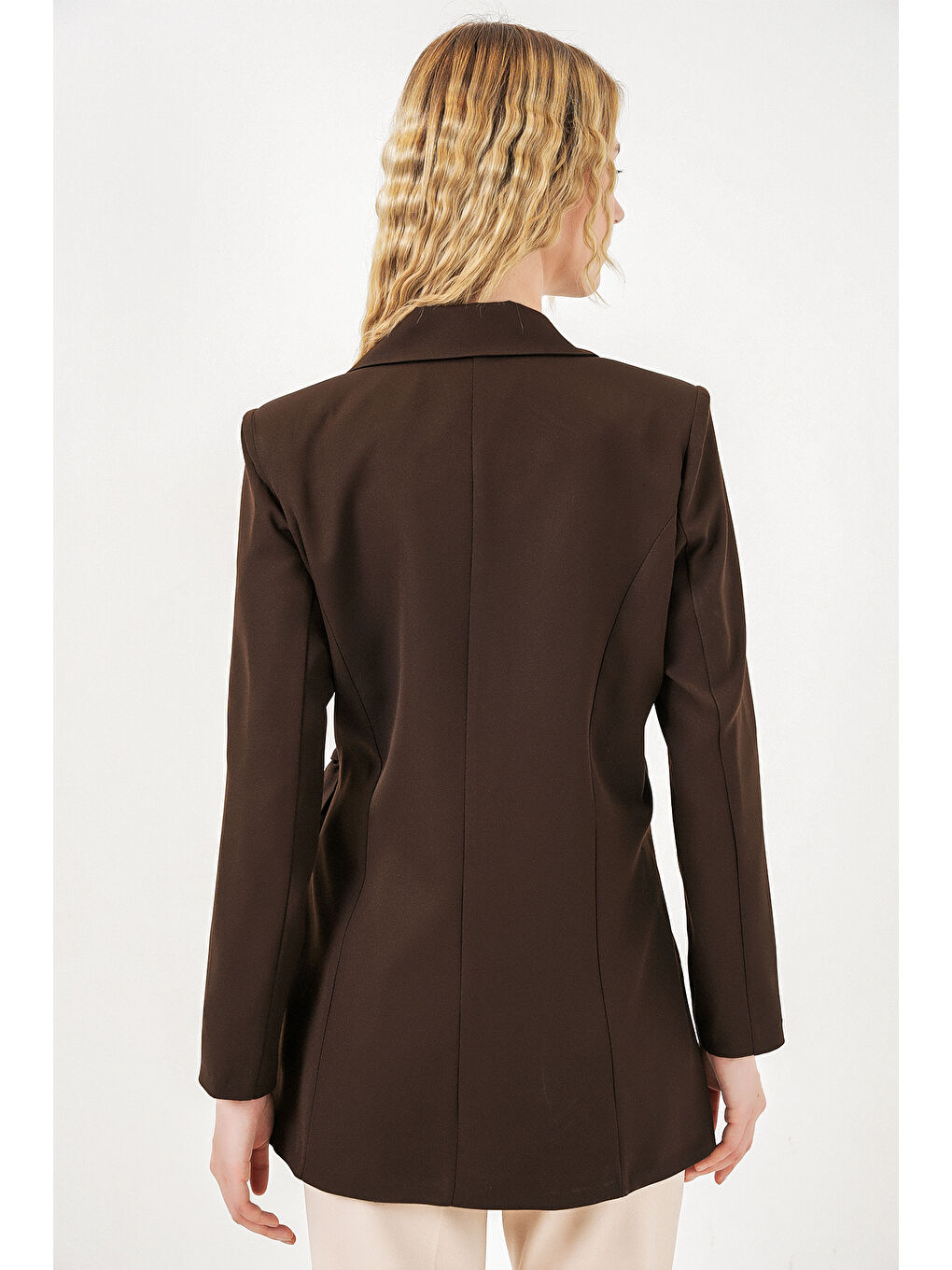 Kadın Yandan Bağlamalı Blazer Ceket 0750 - Kahverengi-5