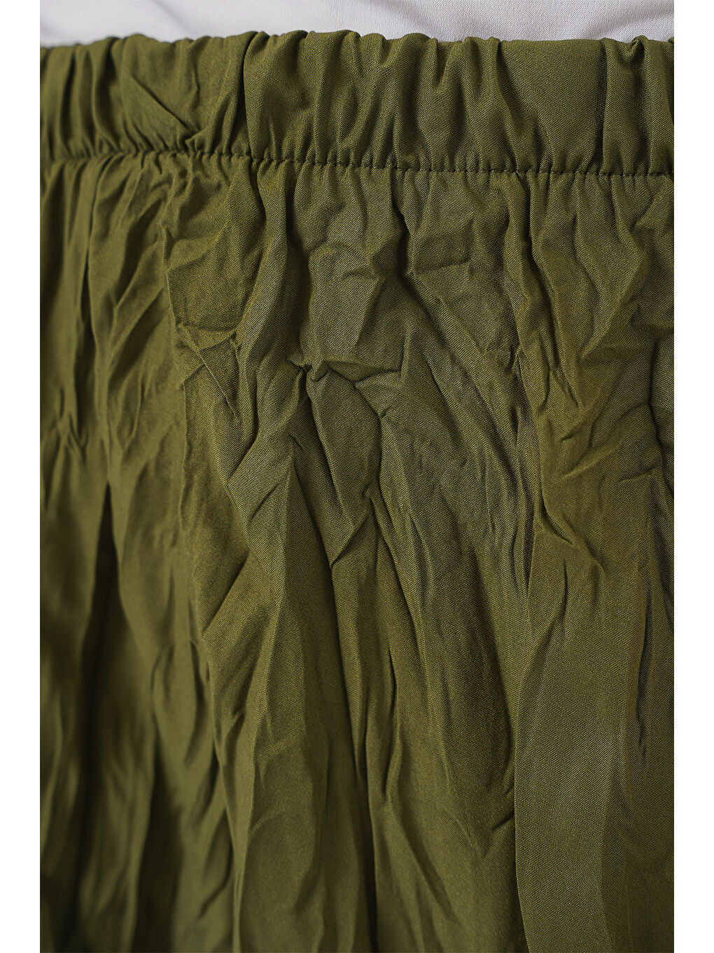 Kadın Uzun Kırışık Etek 8042 - Haki-4