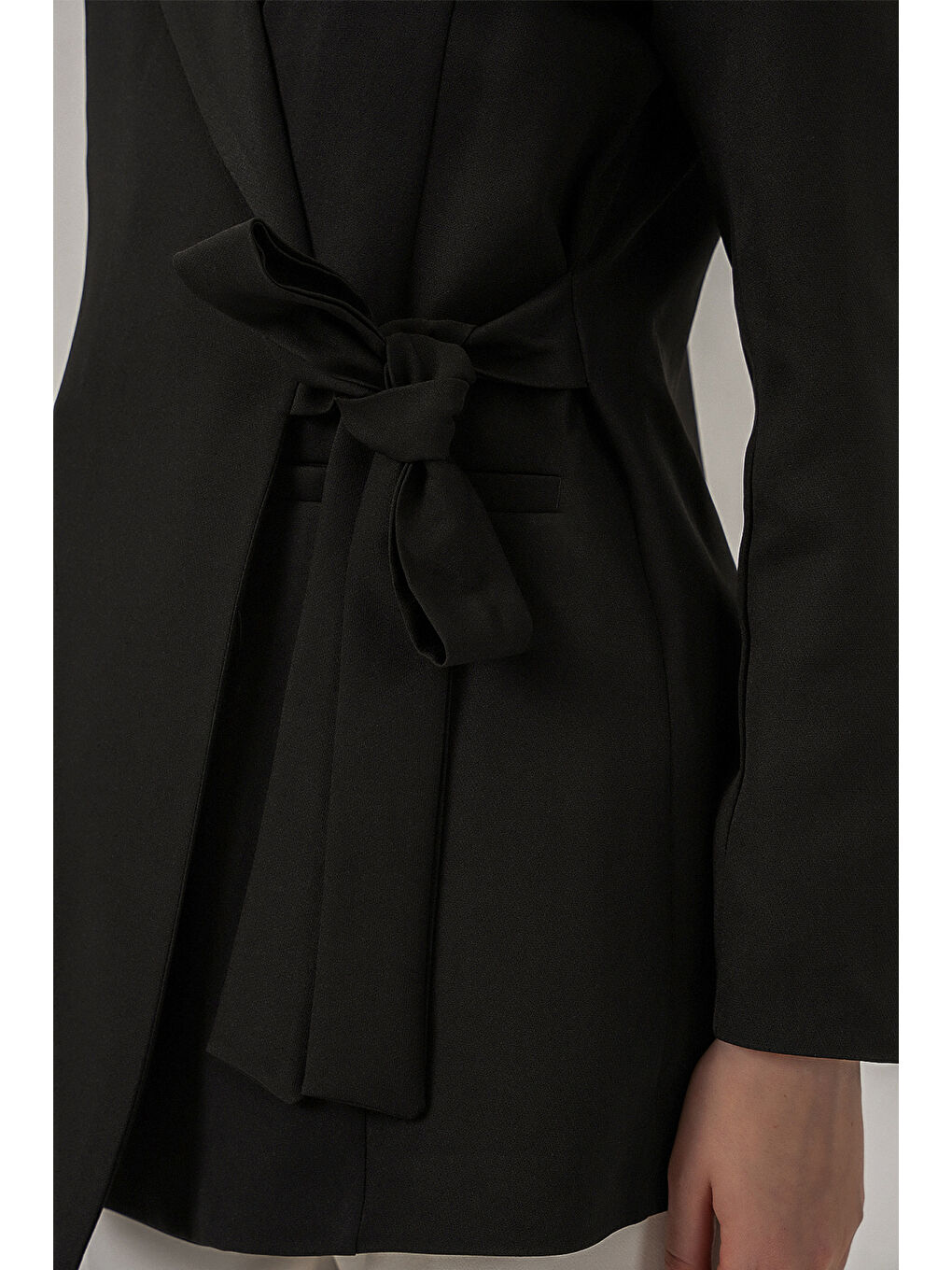 Kadın Yandan Bağlamalı Blazer Ceket 0750 - Siyah-4