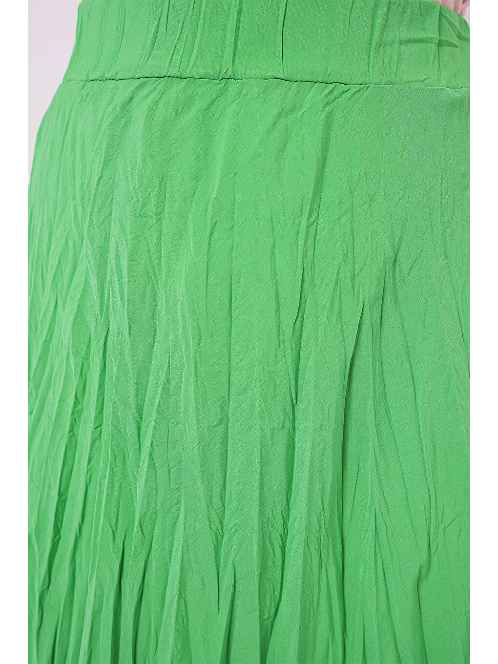 Kadın Uzun Kırışık Etek 8042 - Yeşil-4