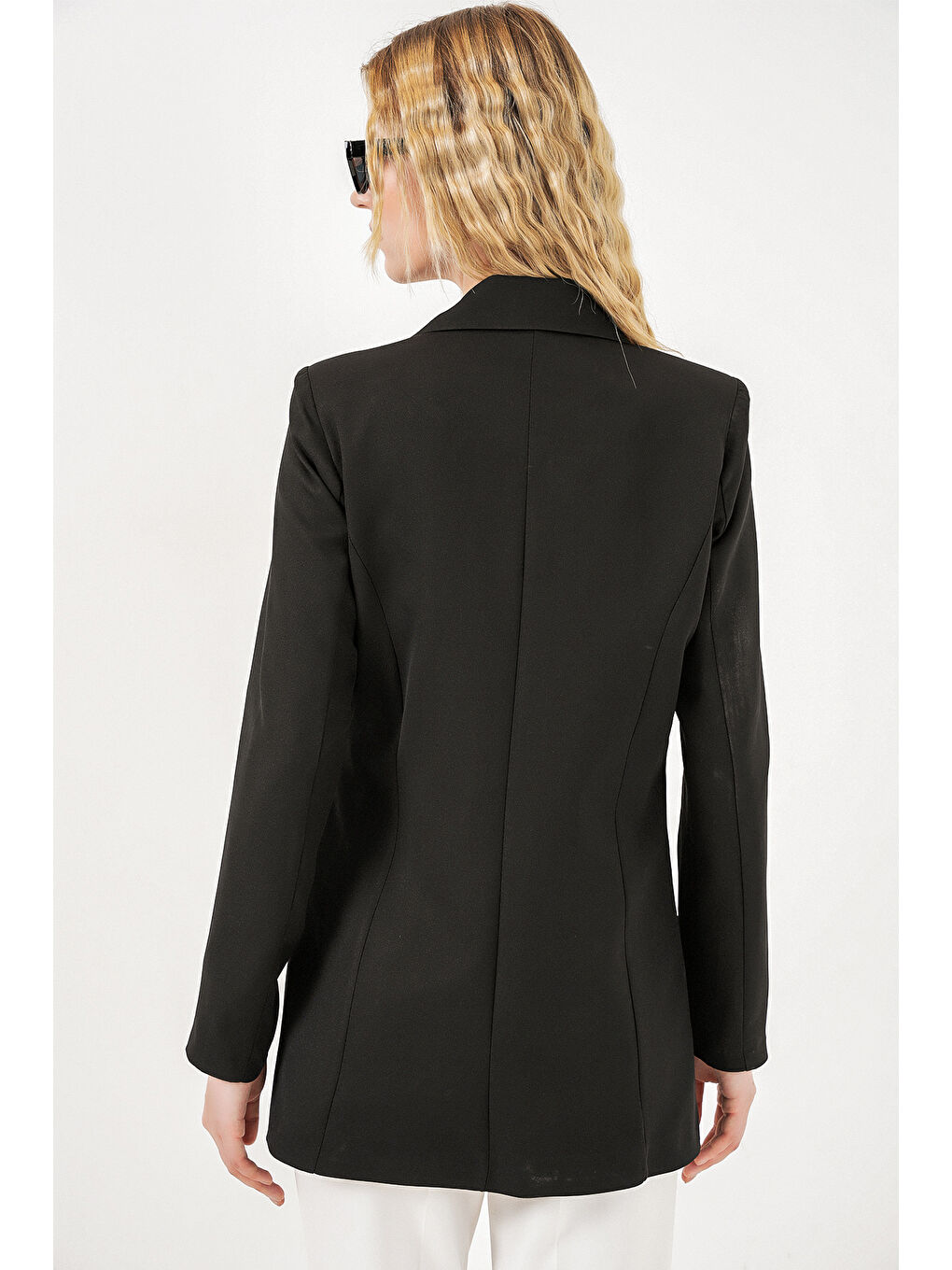 Kadın Yandan Bağlamalı Blazer Ceket 0750 - Siyah-5