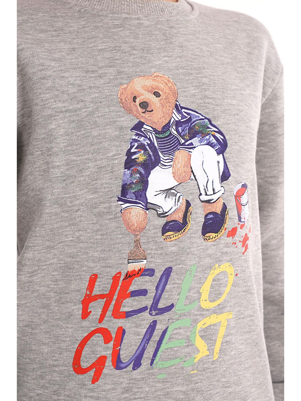 Hello Guest Baskılı Gri Renk Erkek Çocuk Sweat-2