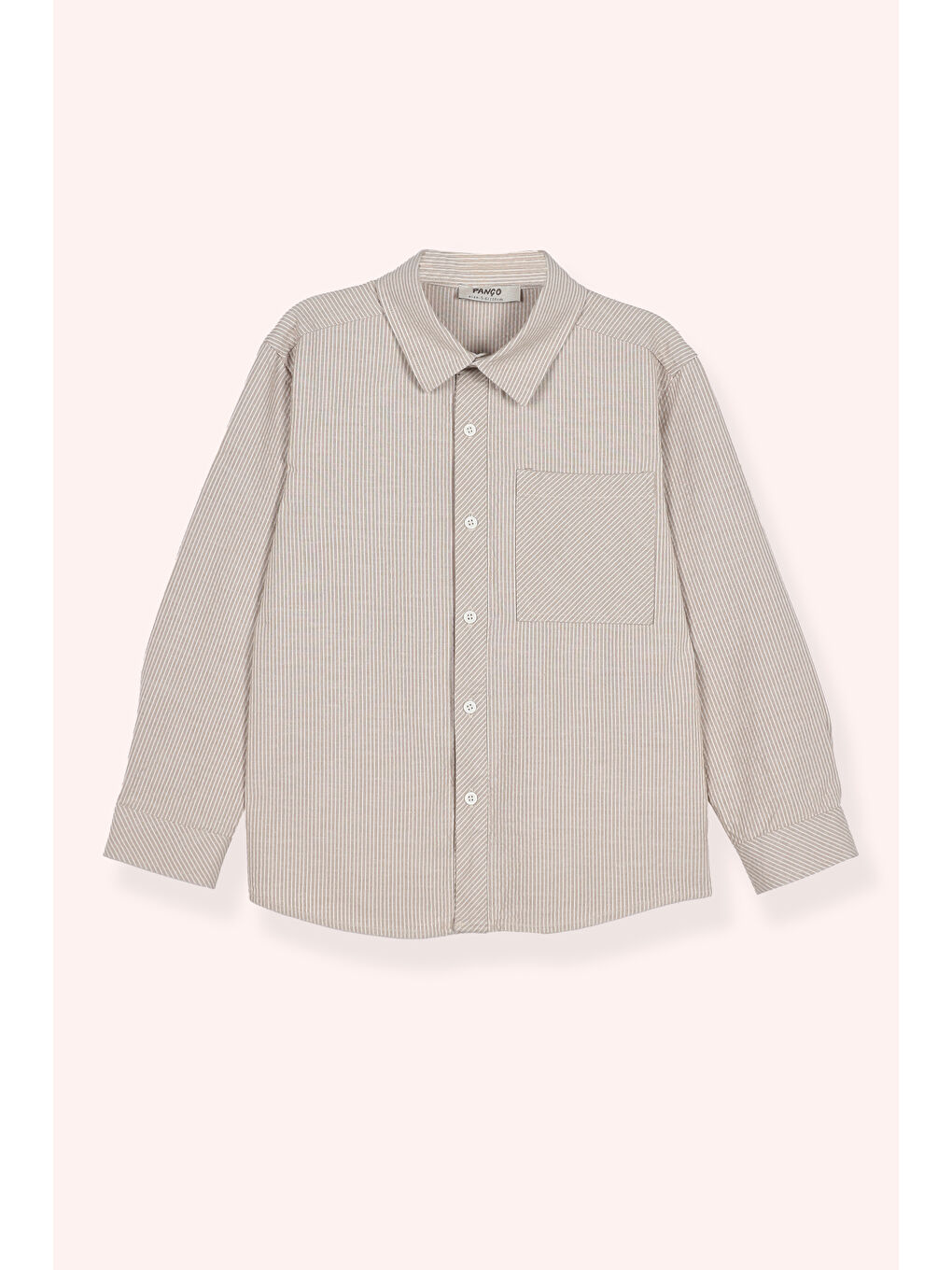 Erkek Çocuk Çizgi Desenli Gömlek Bej