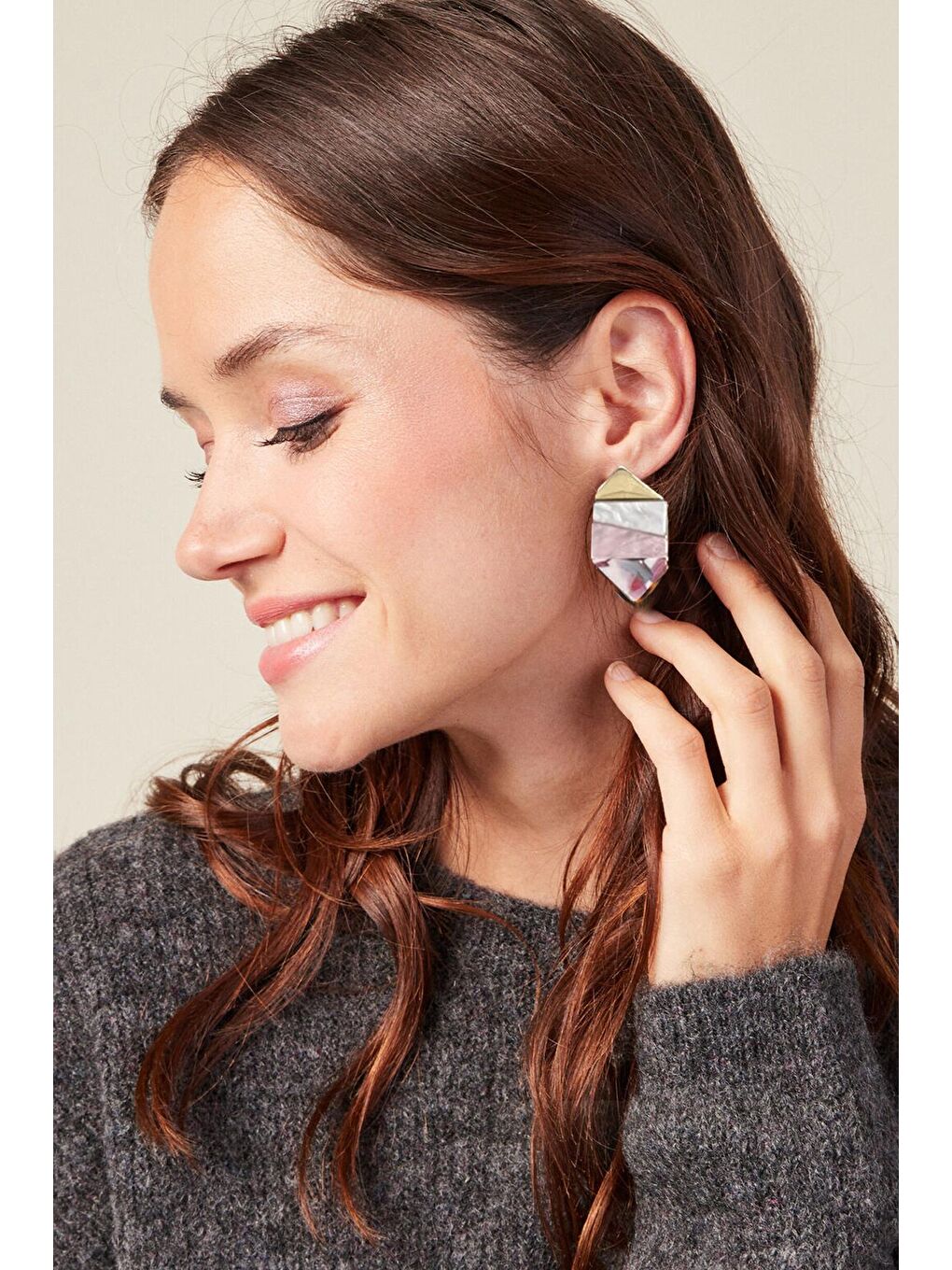 Pembe Akrilik Geometrik Küpe