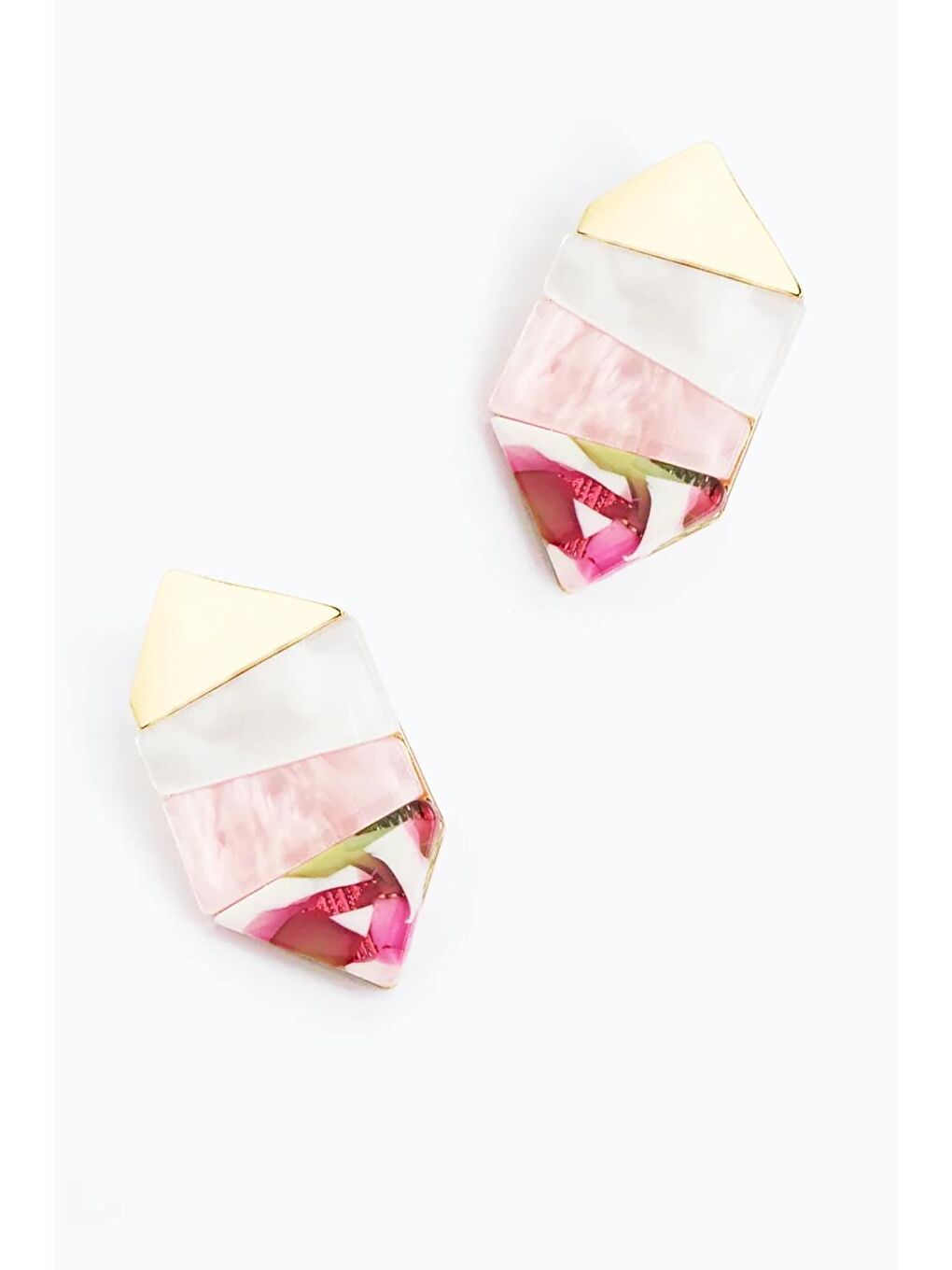 Pembe Akrilik Geometrik Küpe-1