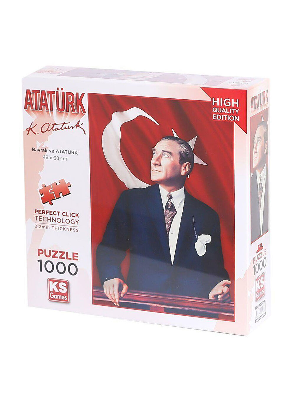 KS GAMES Renksiz Puzzle 1000 Parça Atatürk Ve Türk Bayrağı 20728