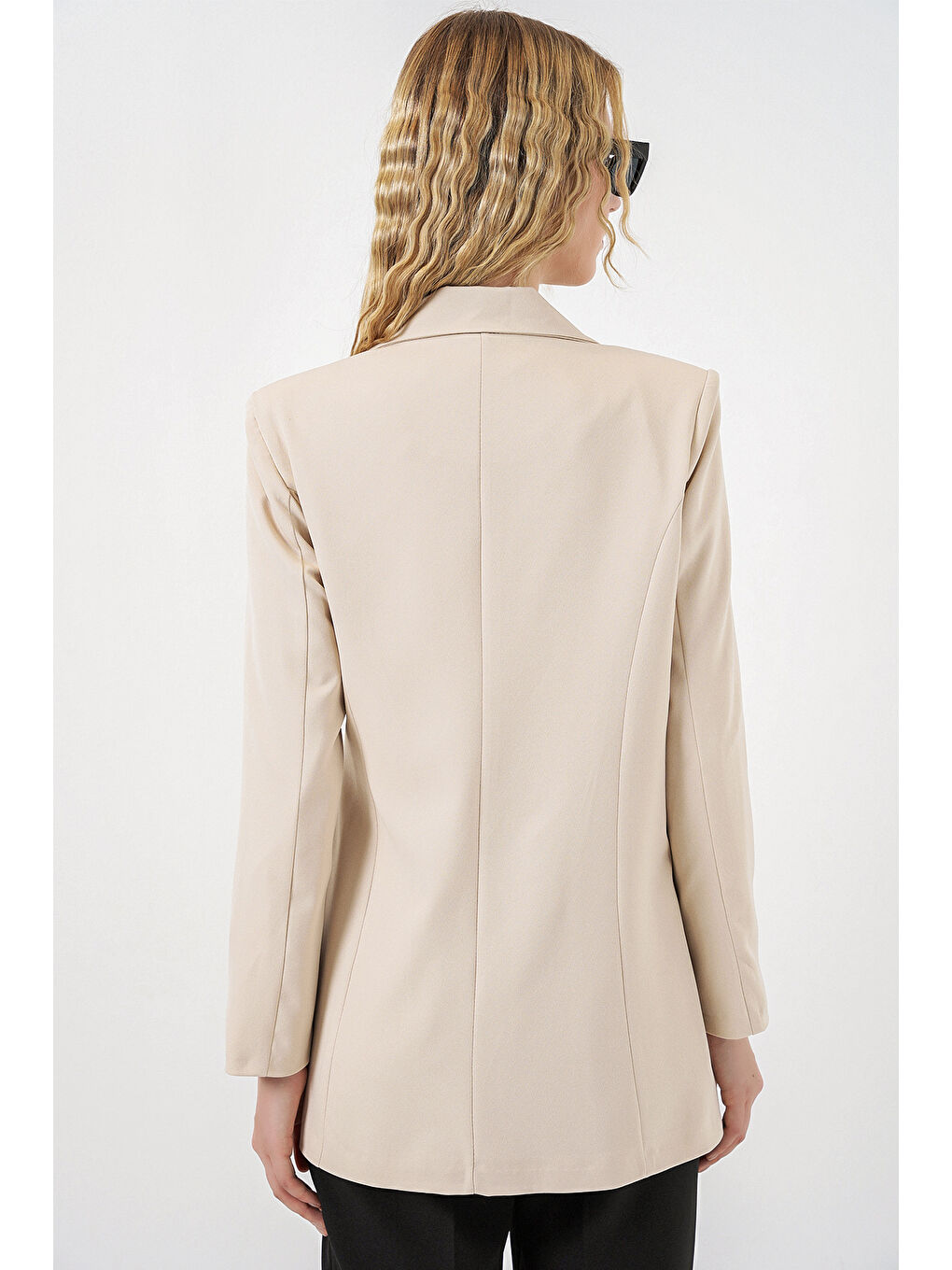 Kadın Yandan Bağlamalı Blazer Ceket 0750 - Bej-5