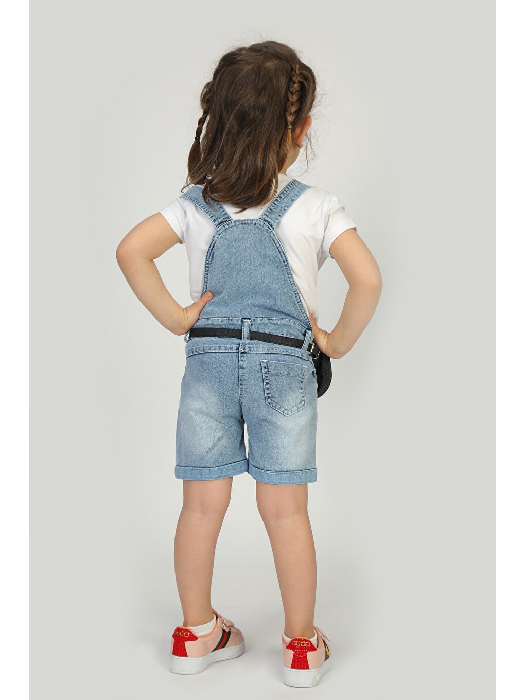 Lacivert Kız Bebek Salopet Çantalı Gitar Nakışlı Jean-1