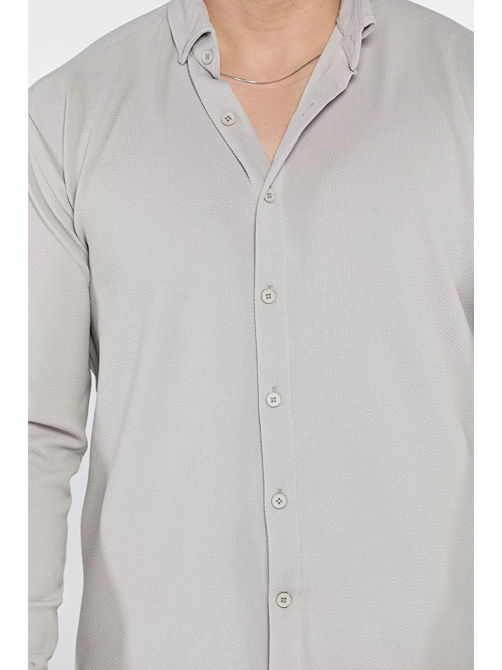 Gri Erkek Uzun Kol Gömlek-3