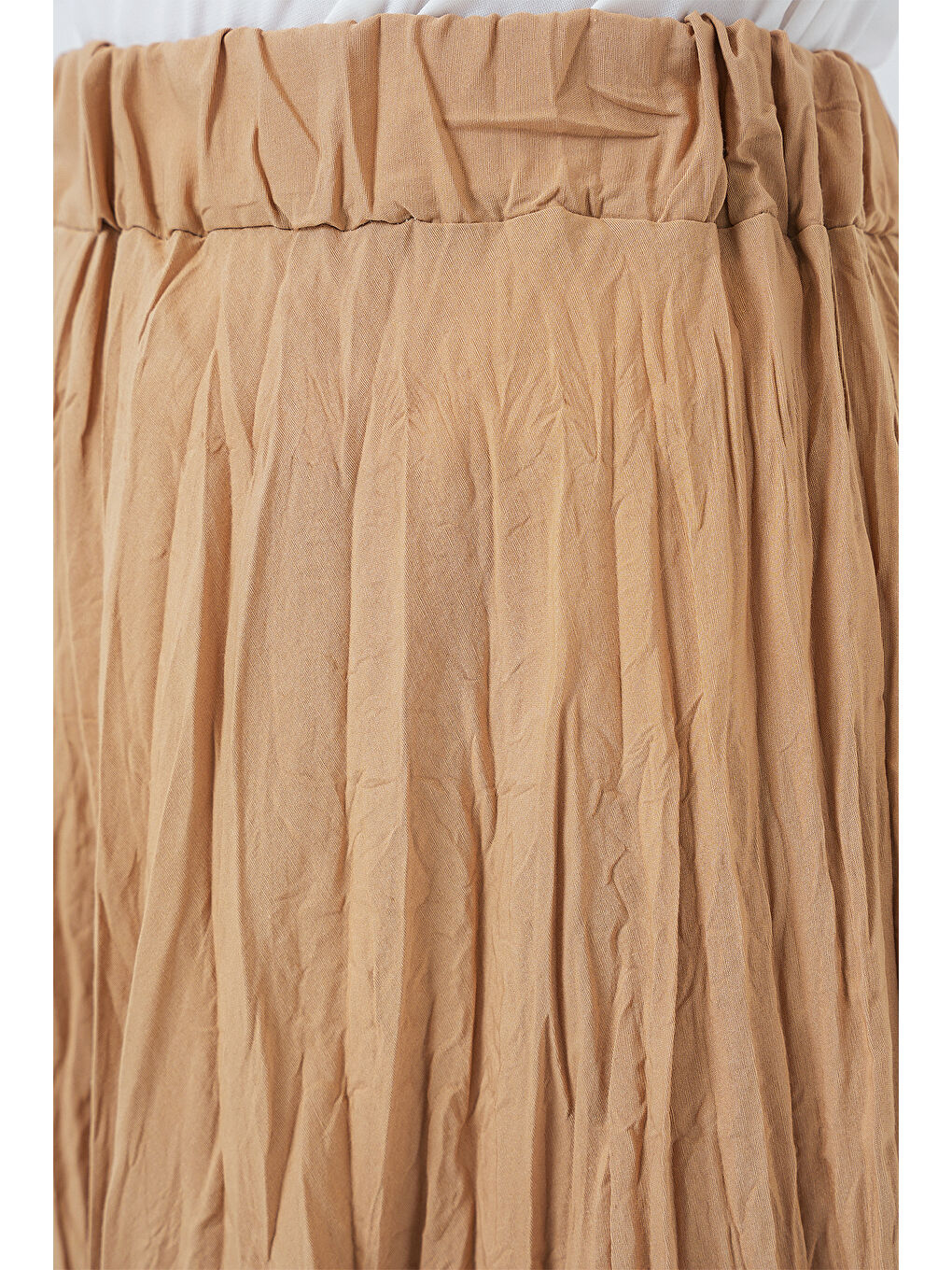 Bej Kadın Uzun Kırışık Etek 8042 - Bisküvi-4