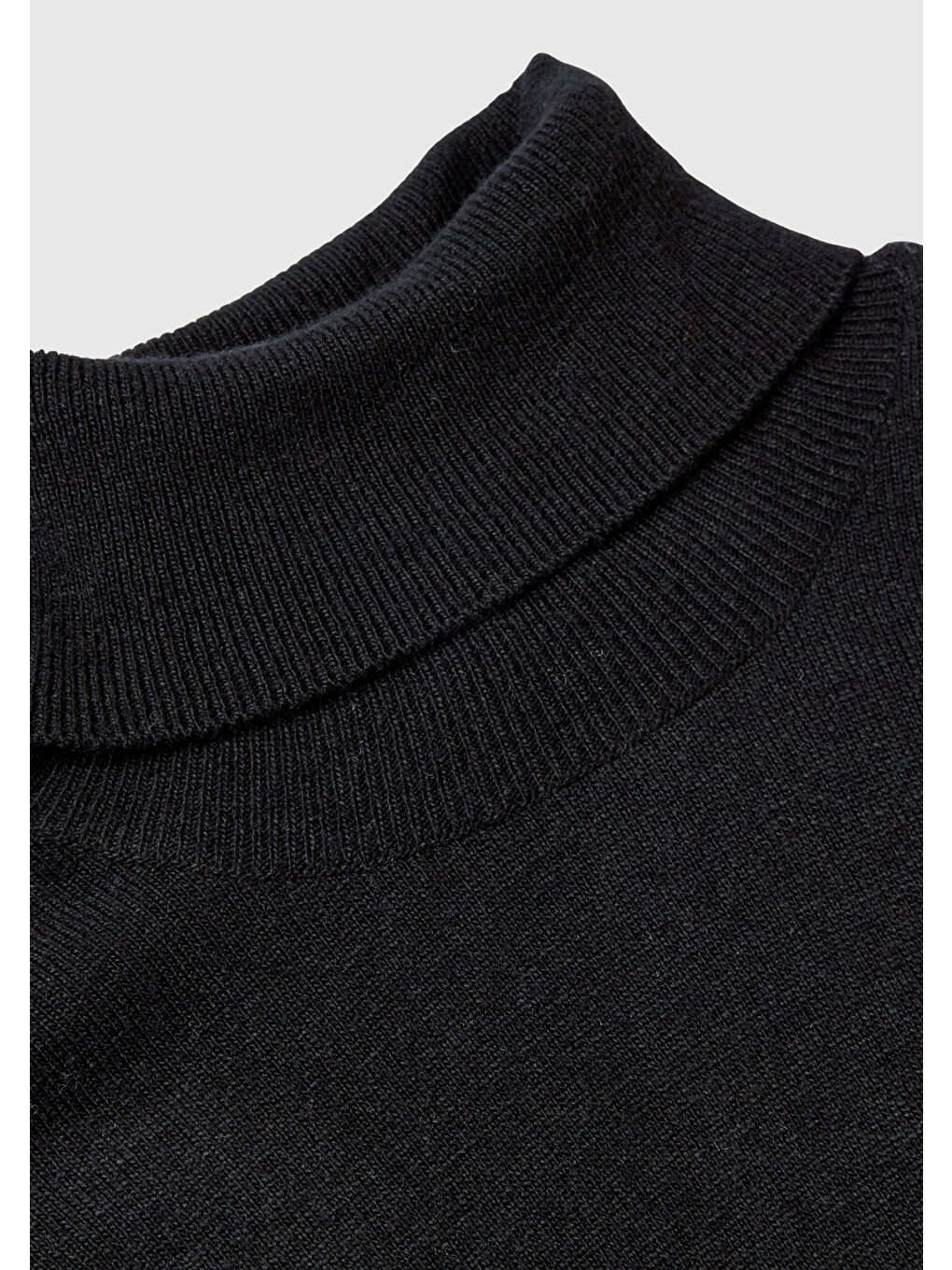 Kadın Siyah Yün ve Kaşmir Karışımlı Kısa Kollu Dik Yaka Kazak-5