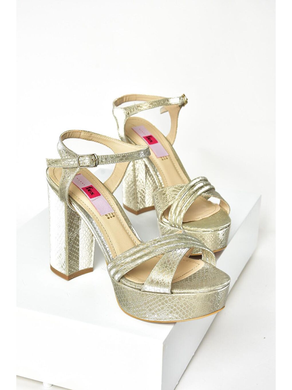 Sarı S8202044 Altın Kadın Topuklu Ayakkabı-5