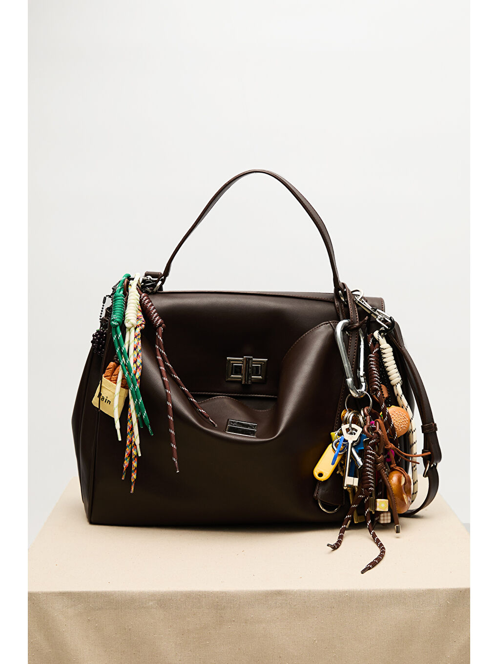 Kahverengi Arte Geniş Omuz Çanta Acı Kahve