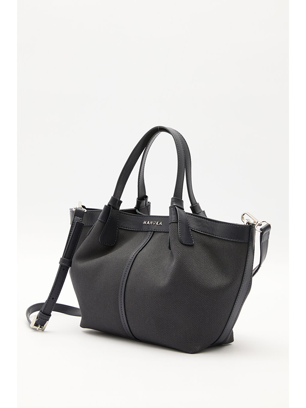 Kanvas Dikiş Detaylı Mini Çanta Lacivert-2