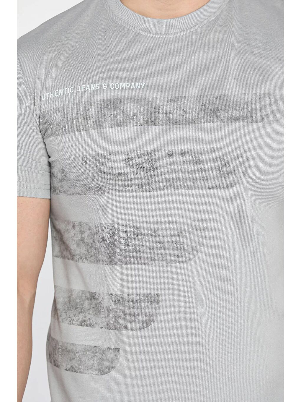 Gri Baskılı Erkek Tişört-3