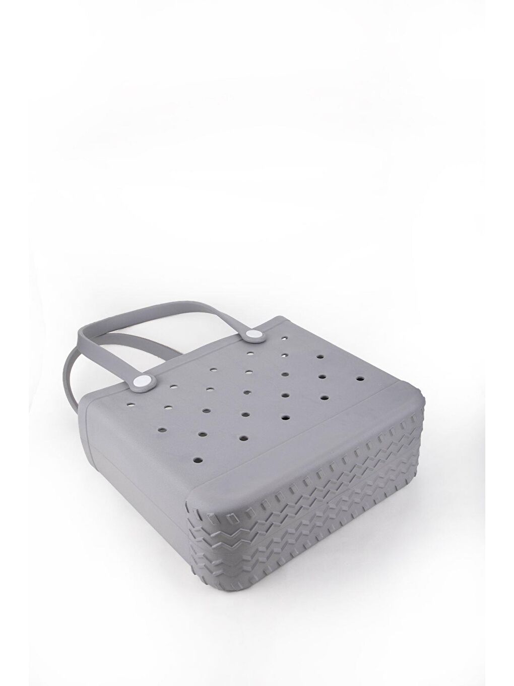 Gri Su Geçirmez Delikli Kadın Plaj Çantası-3