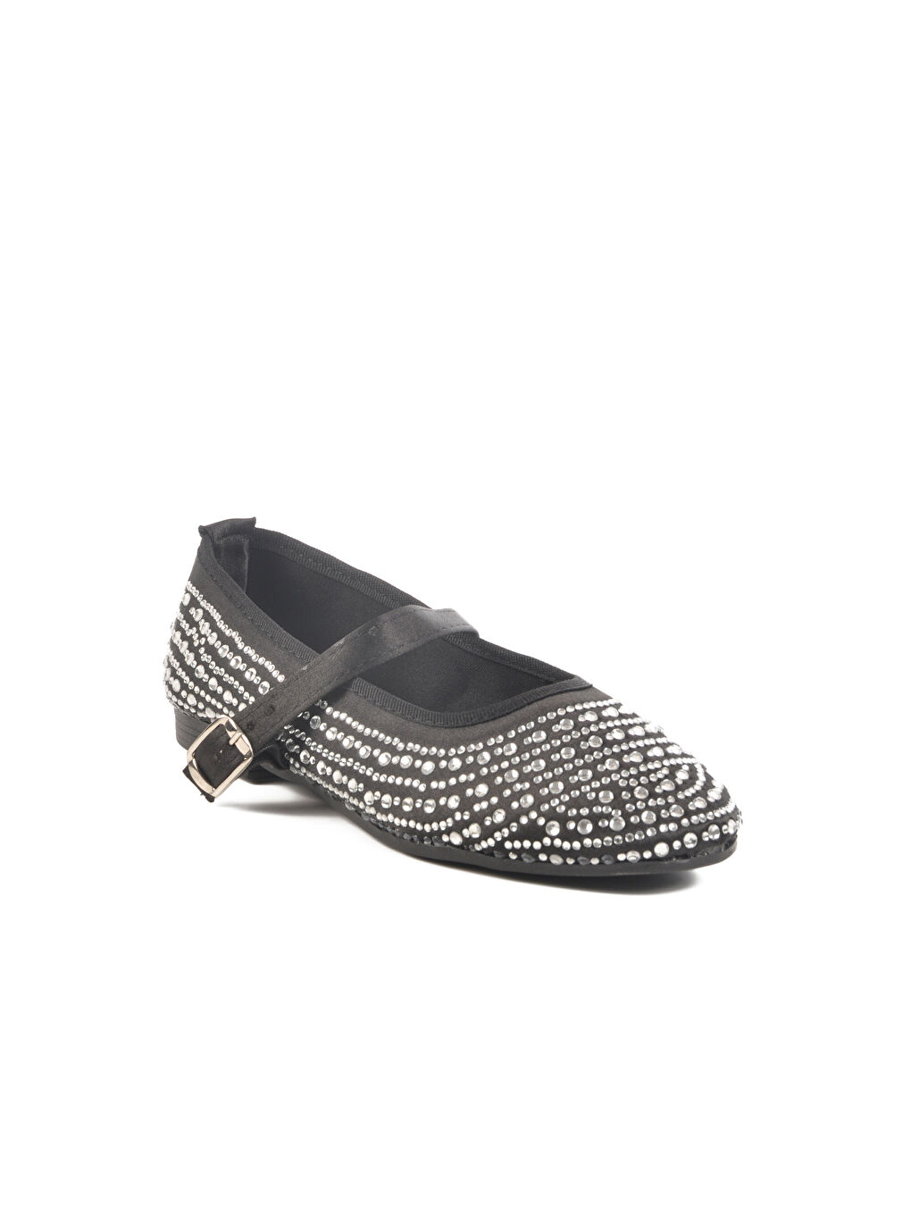 Siyah Taşlı Tekstil Kadın Babet 038 Z-2