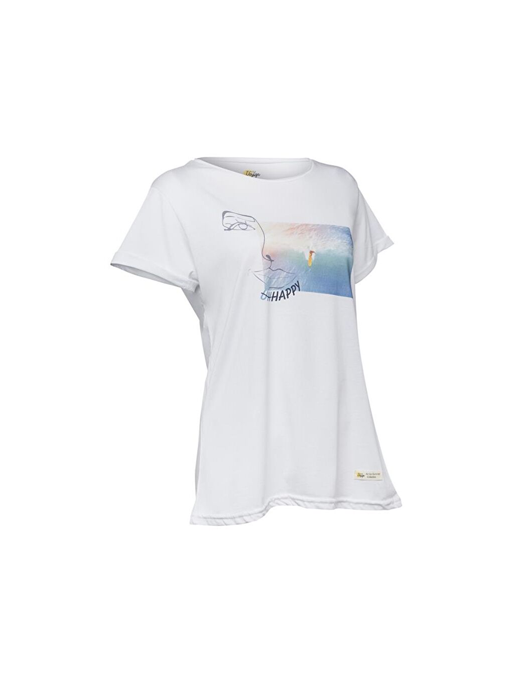 Beyaz Faces Happy Kadın T-Shirt-1