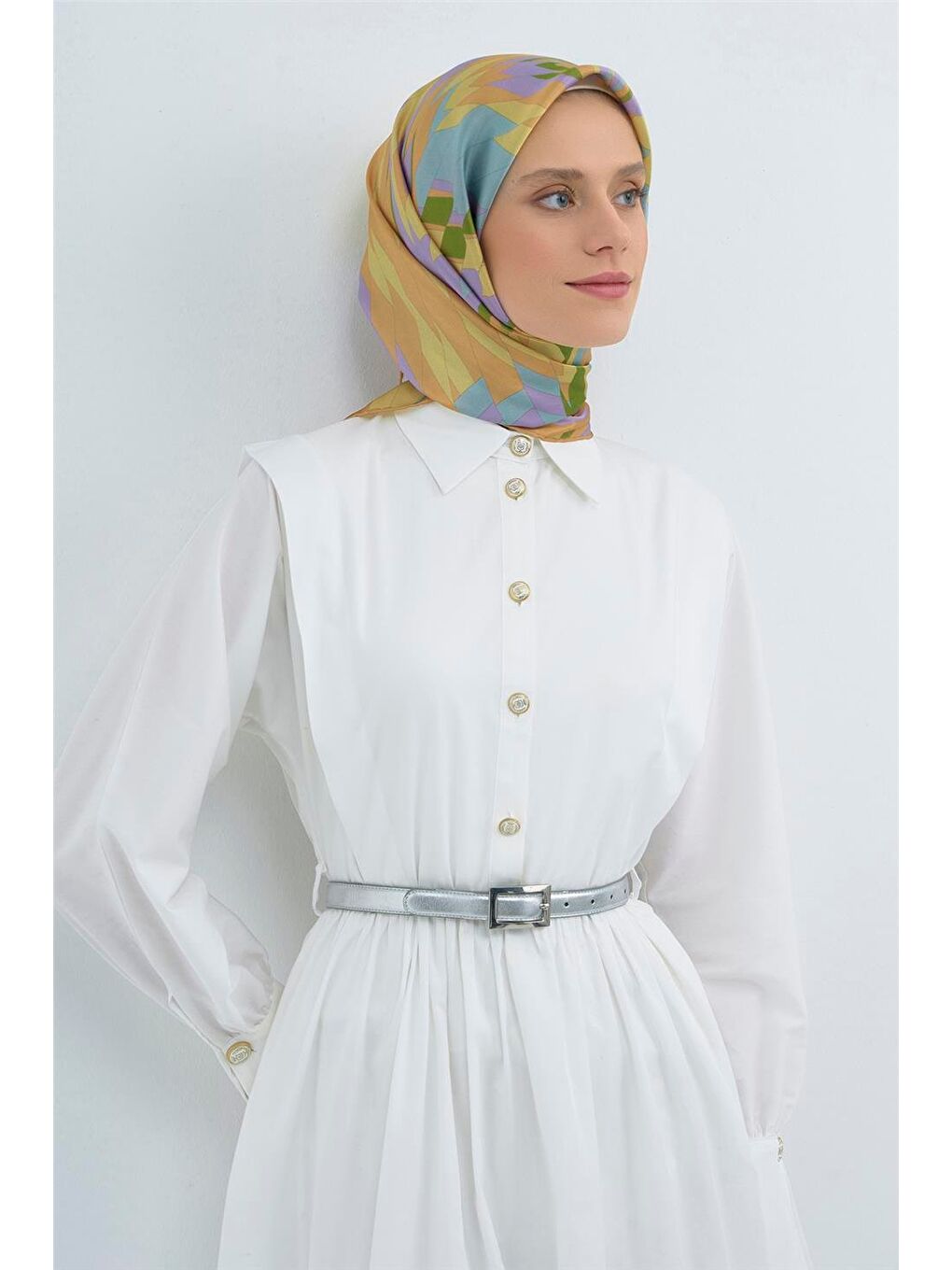 Sarı Saf İpek Sura Eşarp 9507D 50