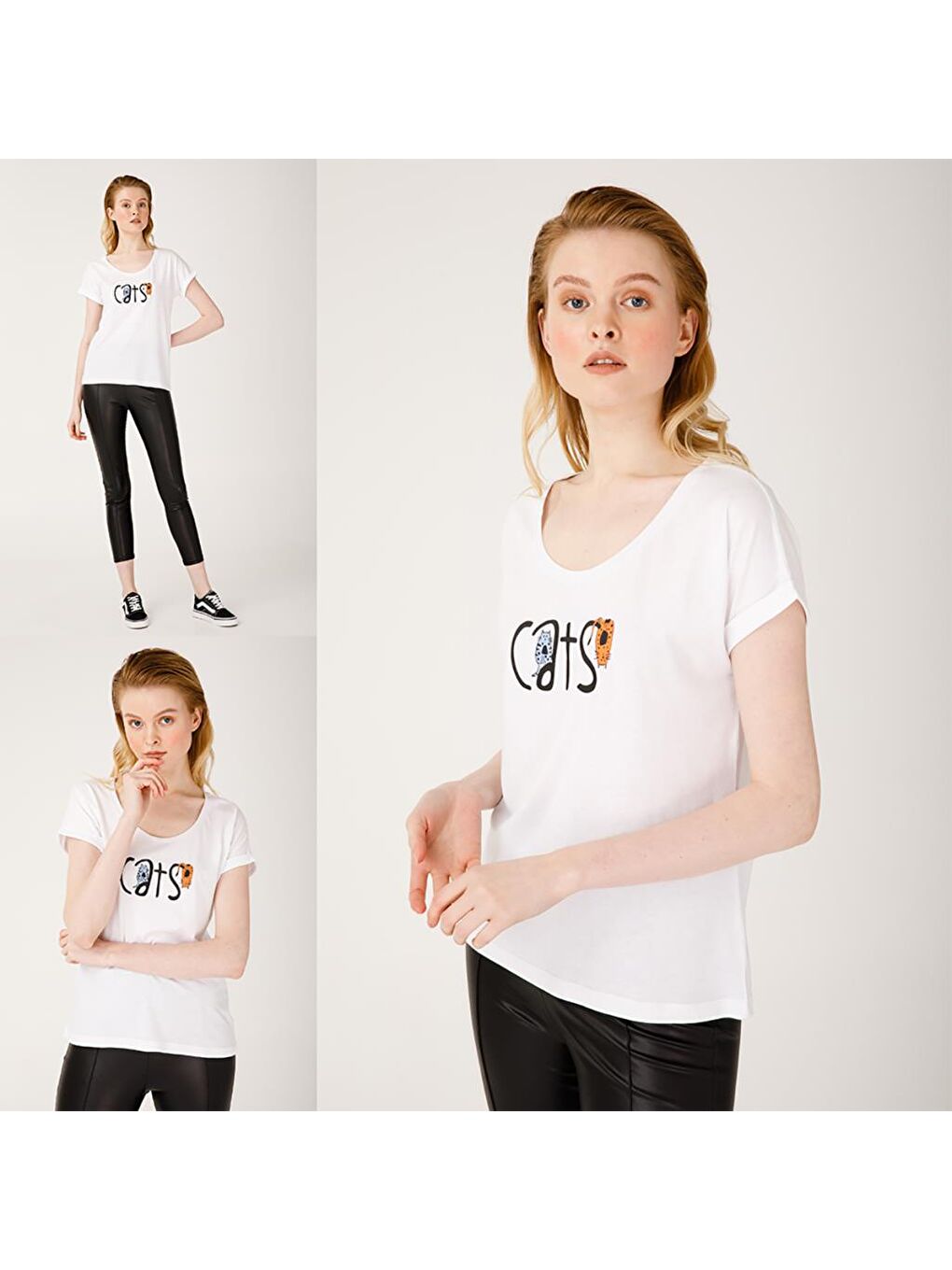 Beyaz Muzur Kediler T-shirt-5