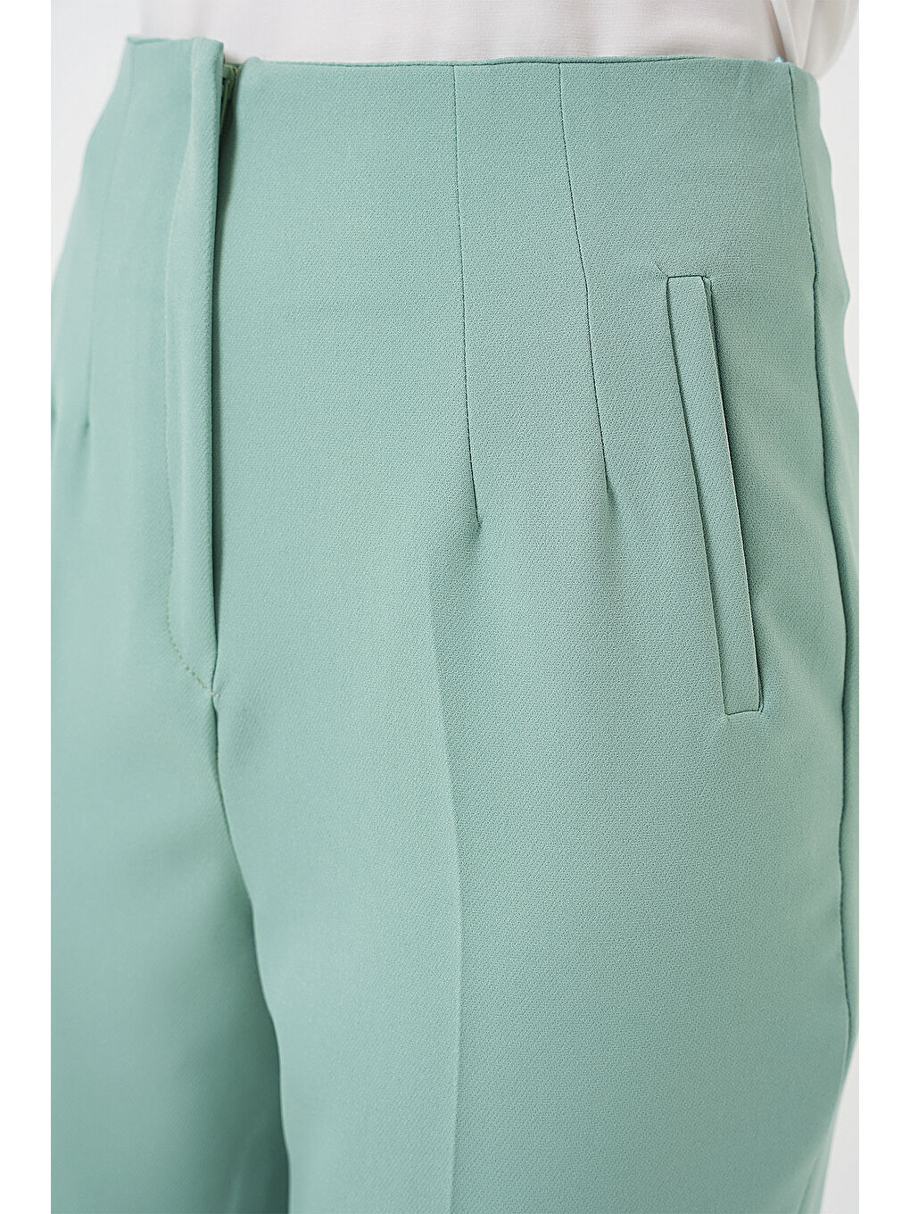 Yeşil 6650 Yüksek Bel Kumaş Pantolon - Mint-4