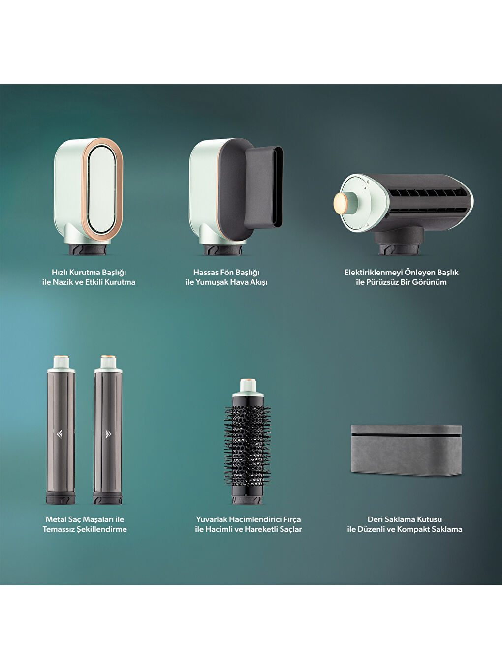 Hairmony 4606h Plus Saç Kurutma ve Şekillendirme Seti Su Yeşili-3