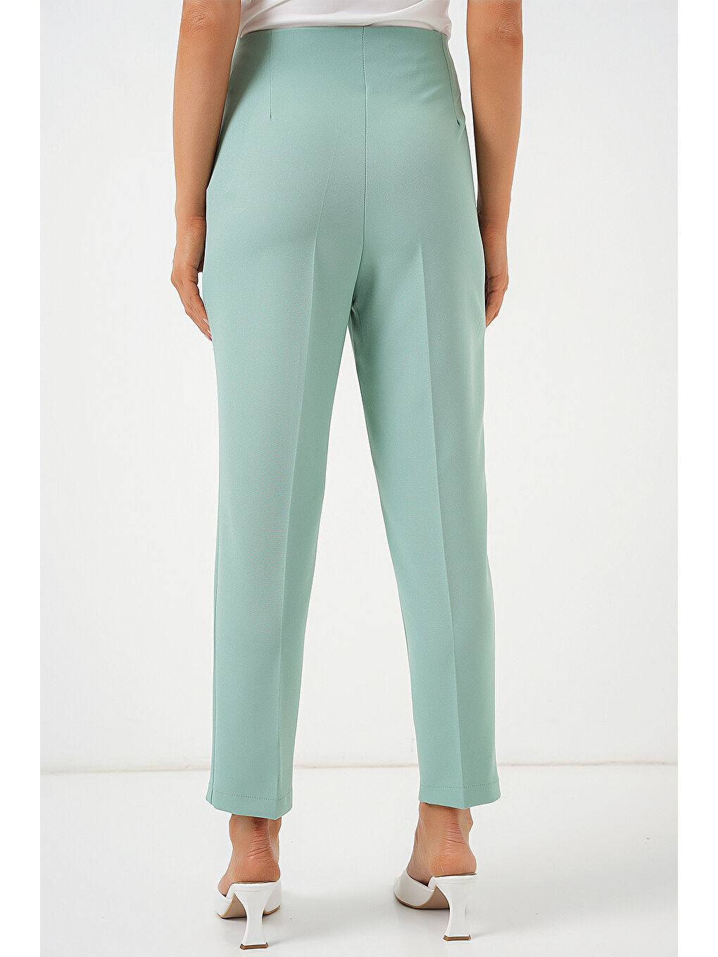 Yeşil 6650 Yüksek Bel Kumaş Pantolon - Mint-5