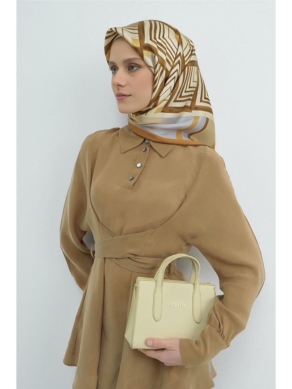 Sarı Saf İpek Twill Eşarp 9534D 31-1