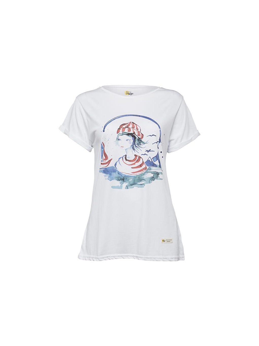 Beyaz Denizci Kız Kadın T-Shirt