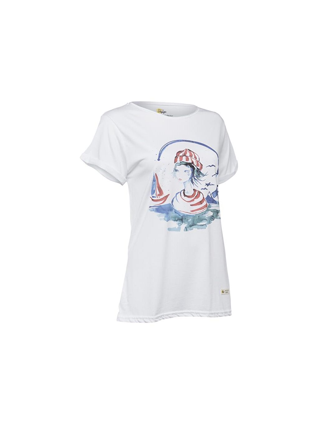 Beyaz Denizci Kız Kadın T-Shirt-1