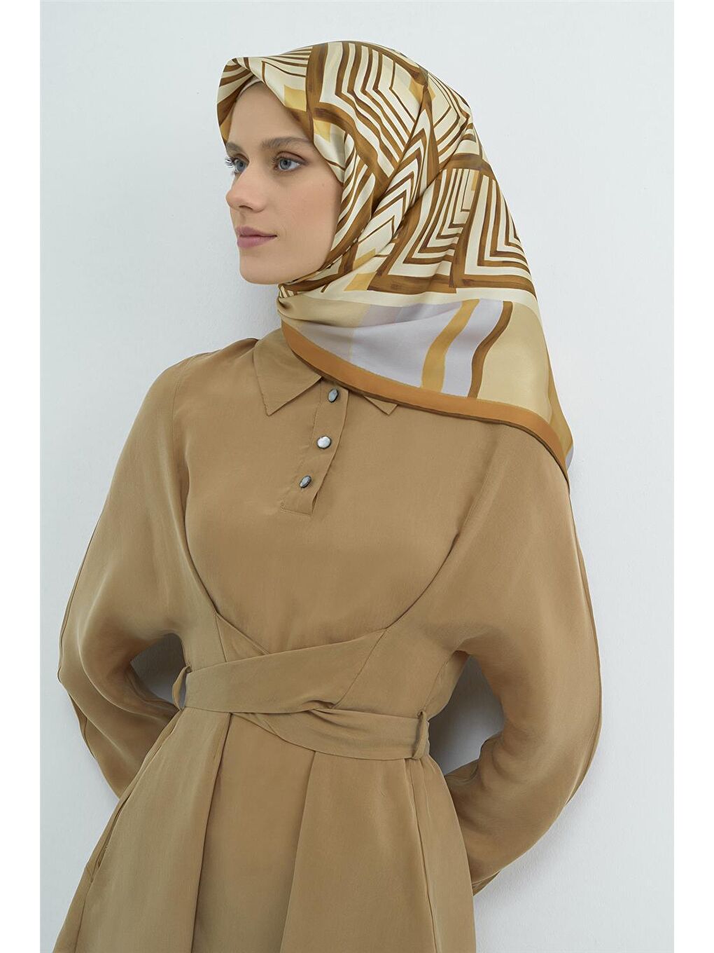 Sarı Saf İpek Twill Eşarp 9534D 31-2