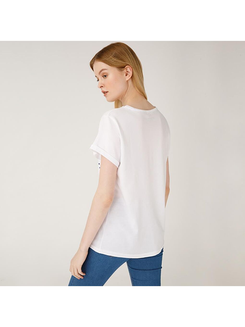 Beyaz Denizci Kız Kadın T-Shirt-6