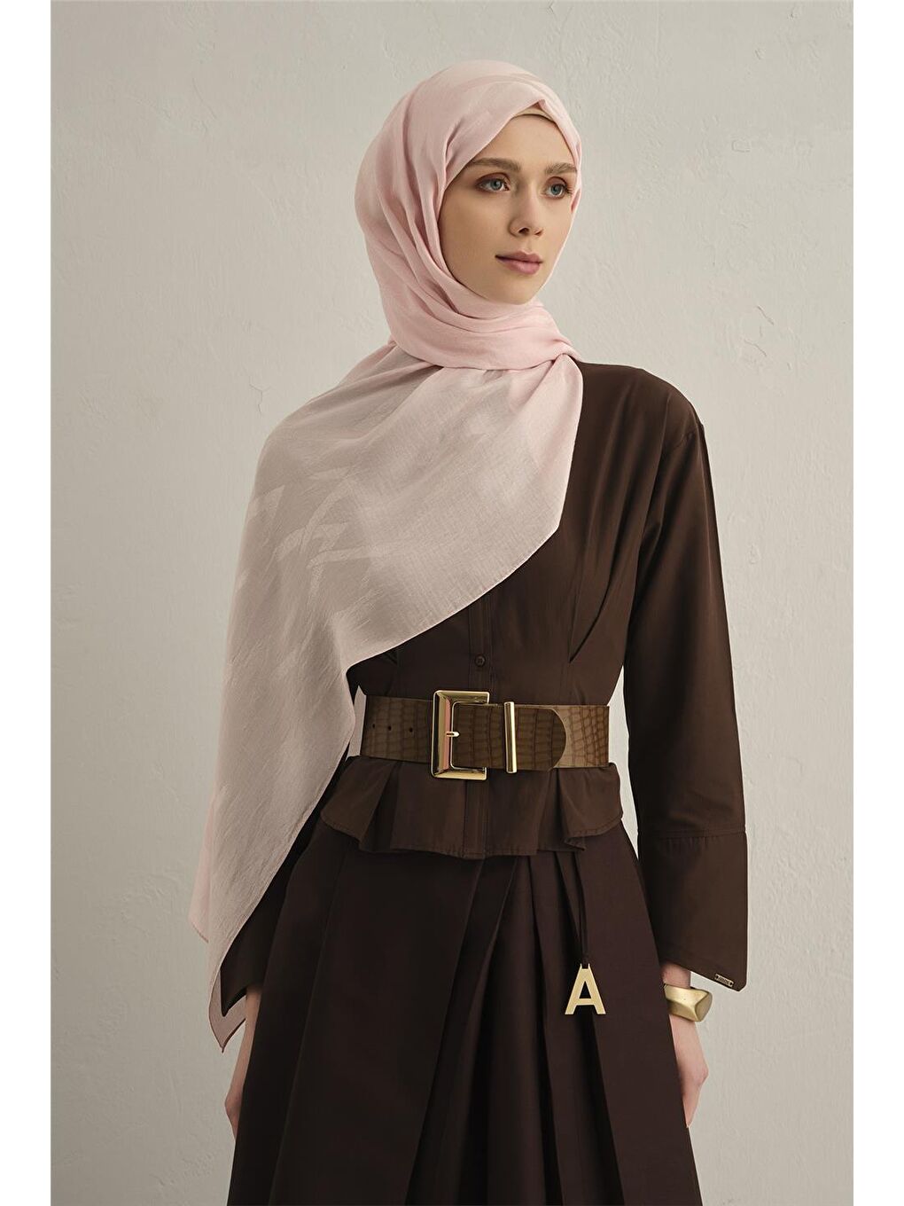 Pembe Lyocell Naia Zikzak Desen Şal 1- 39