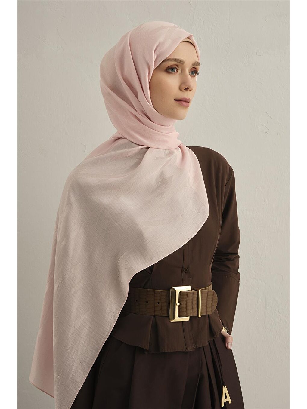 Pembe Lyocell Naia Zikzak Desen Şal 1- 39-2