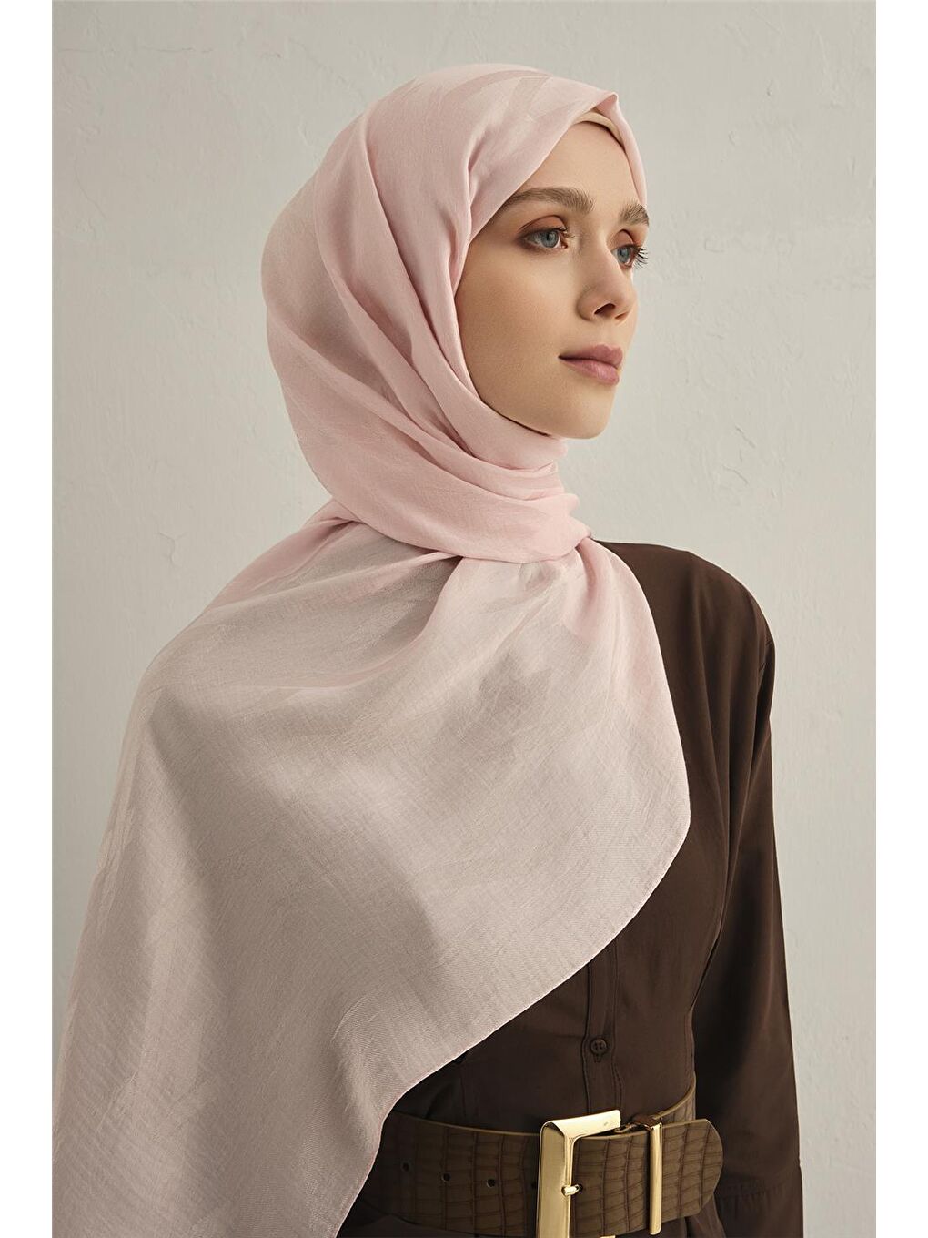 Pembe Lyocell Naia Zikzak Desen Şal 1- 39-3