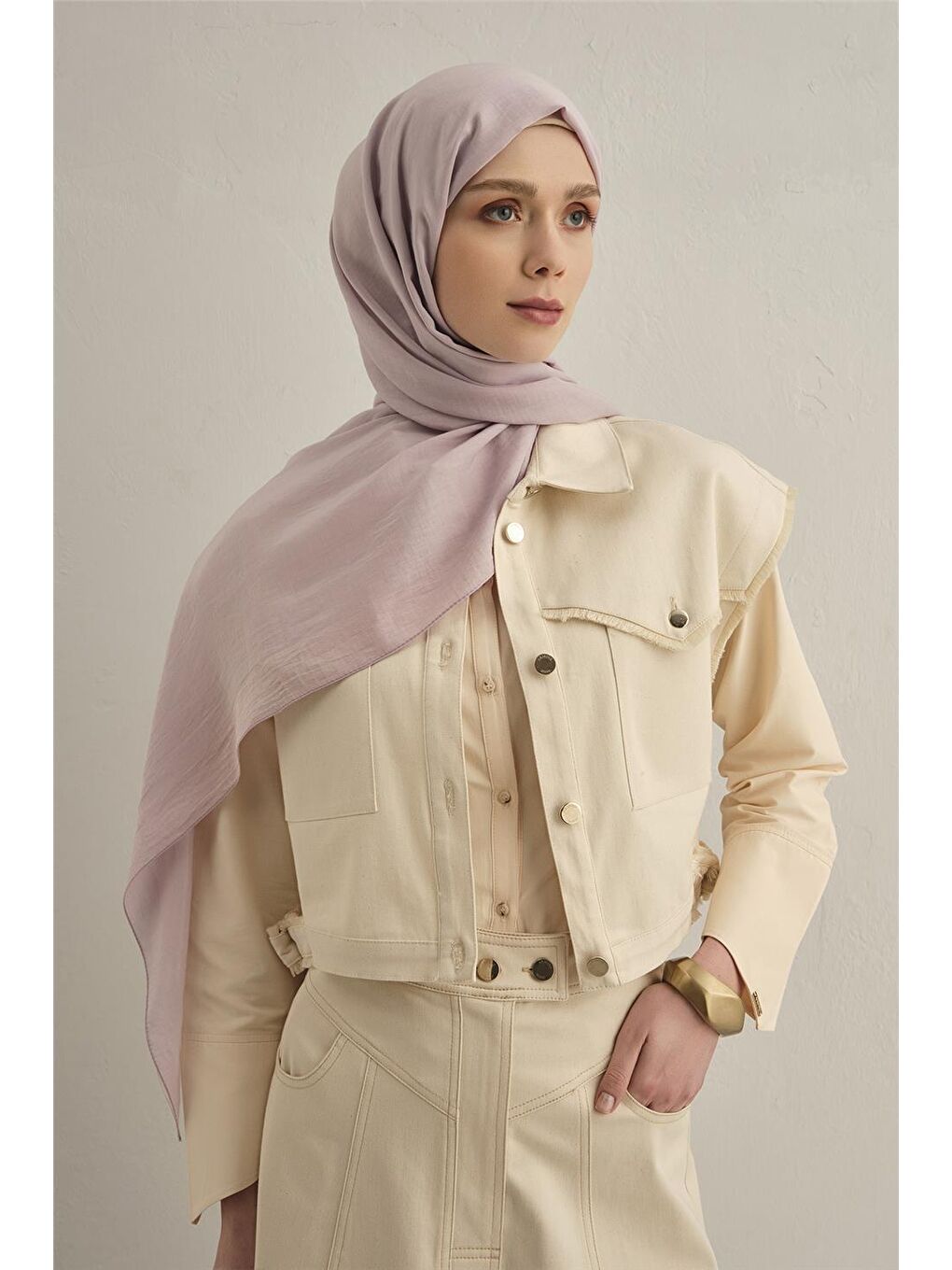 Pembe Bordürlü Lyocell Şal 43-1