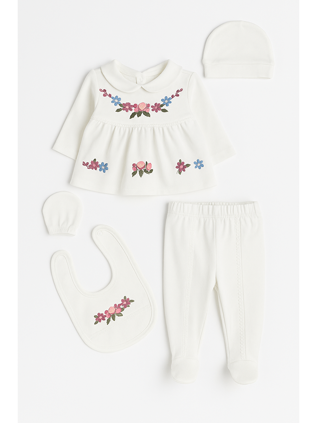 Beyaz Kutulu Nakışlı 5li Hastane Çıkış Seti